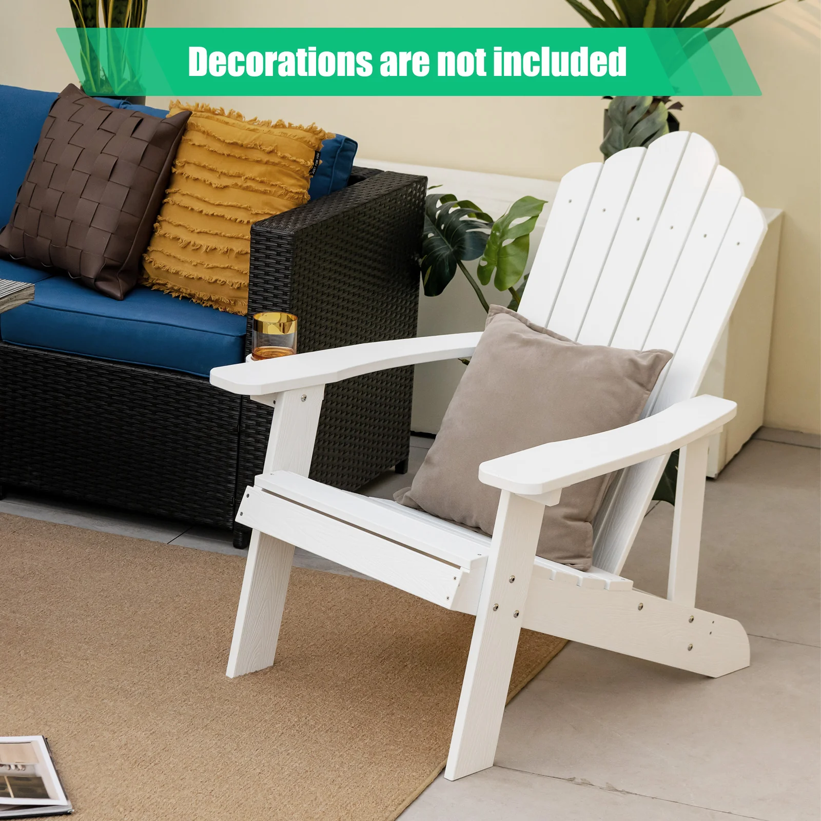 Weather Resistant HIPS Outdoor Adirondack Chair, White - Image 3