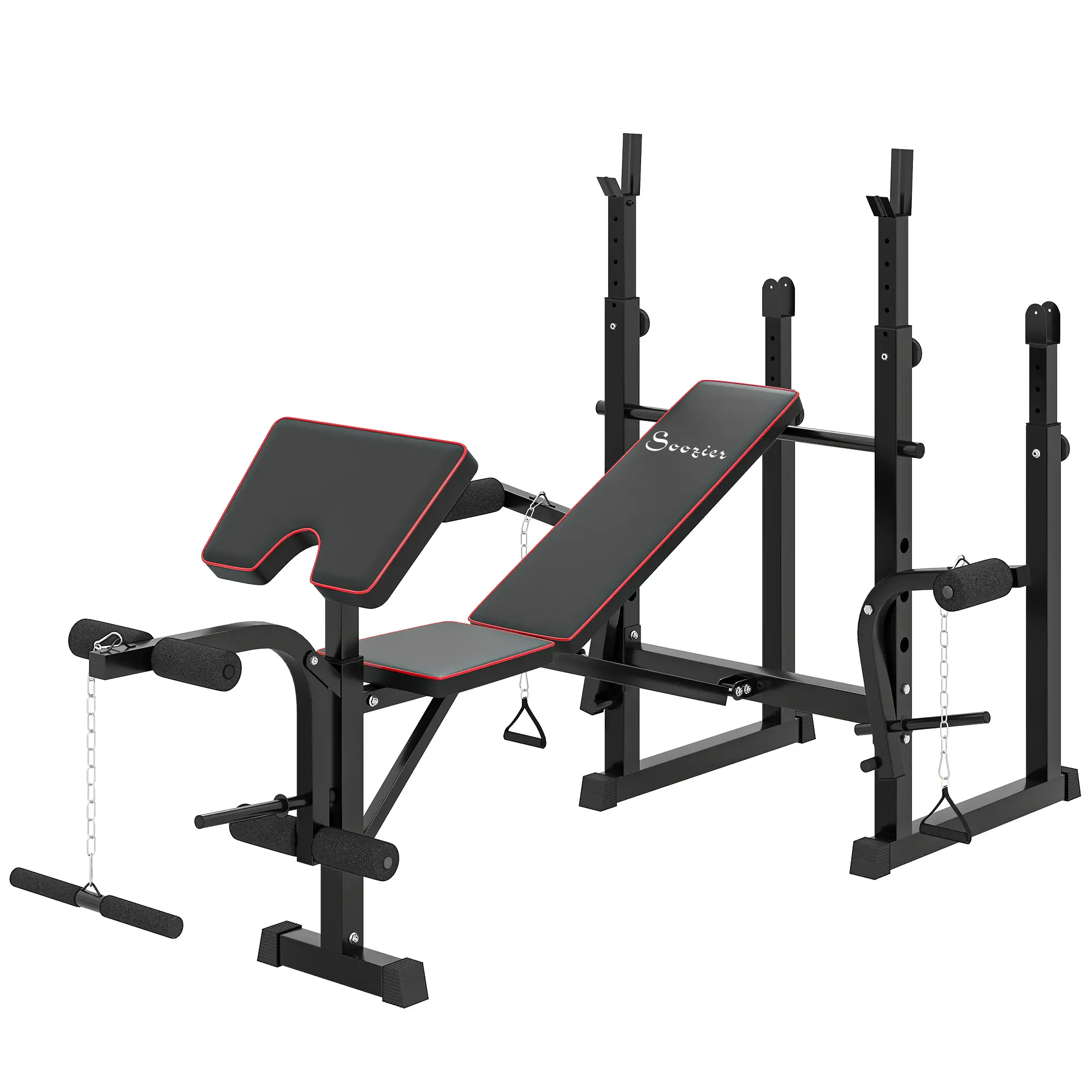 Weight Bench with Barbell Rack, Preacher Curl, Leg Curl Machine