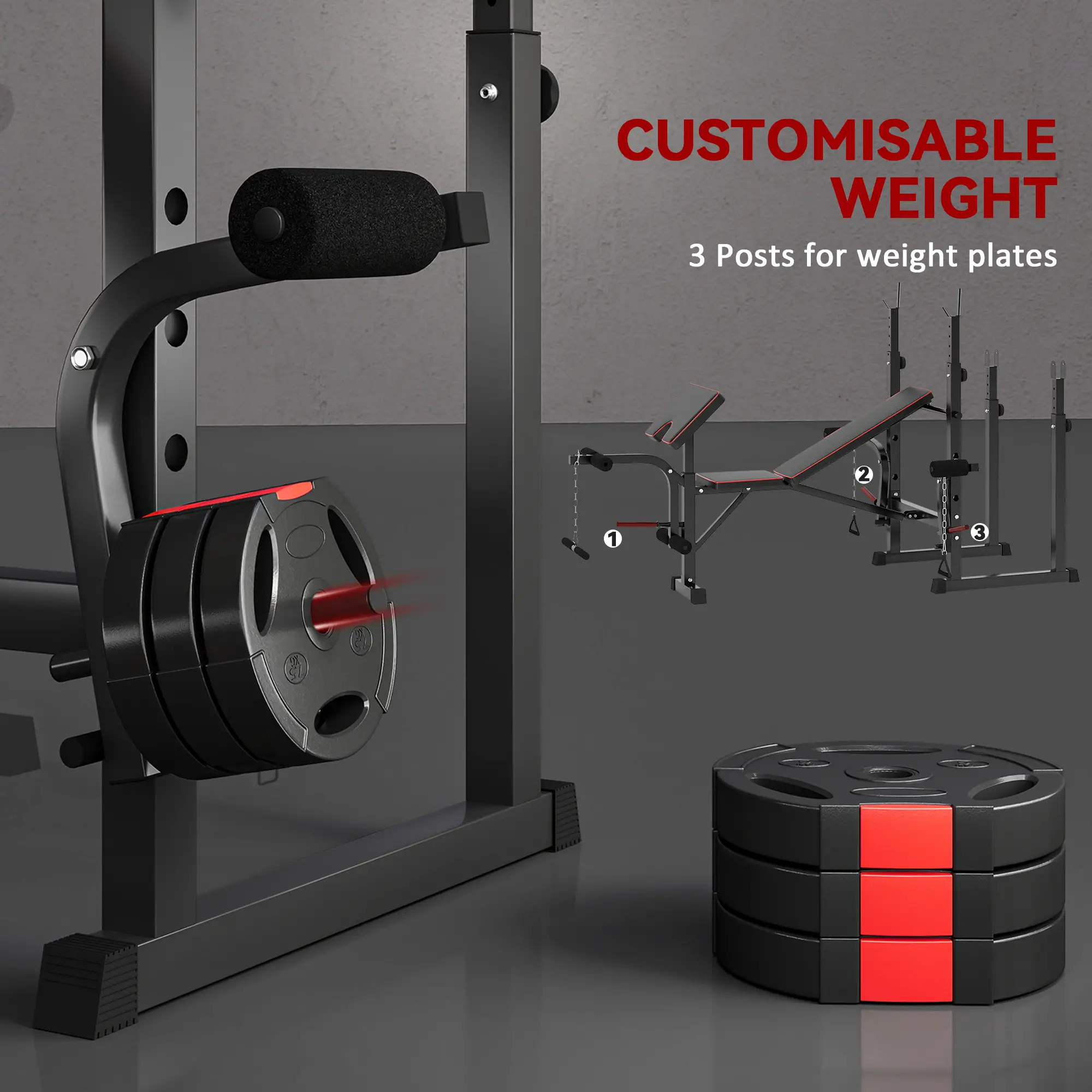 Weight Bench with Barbell Rack, Preacher Curl, Leg Curl Machine - Image 6
