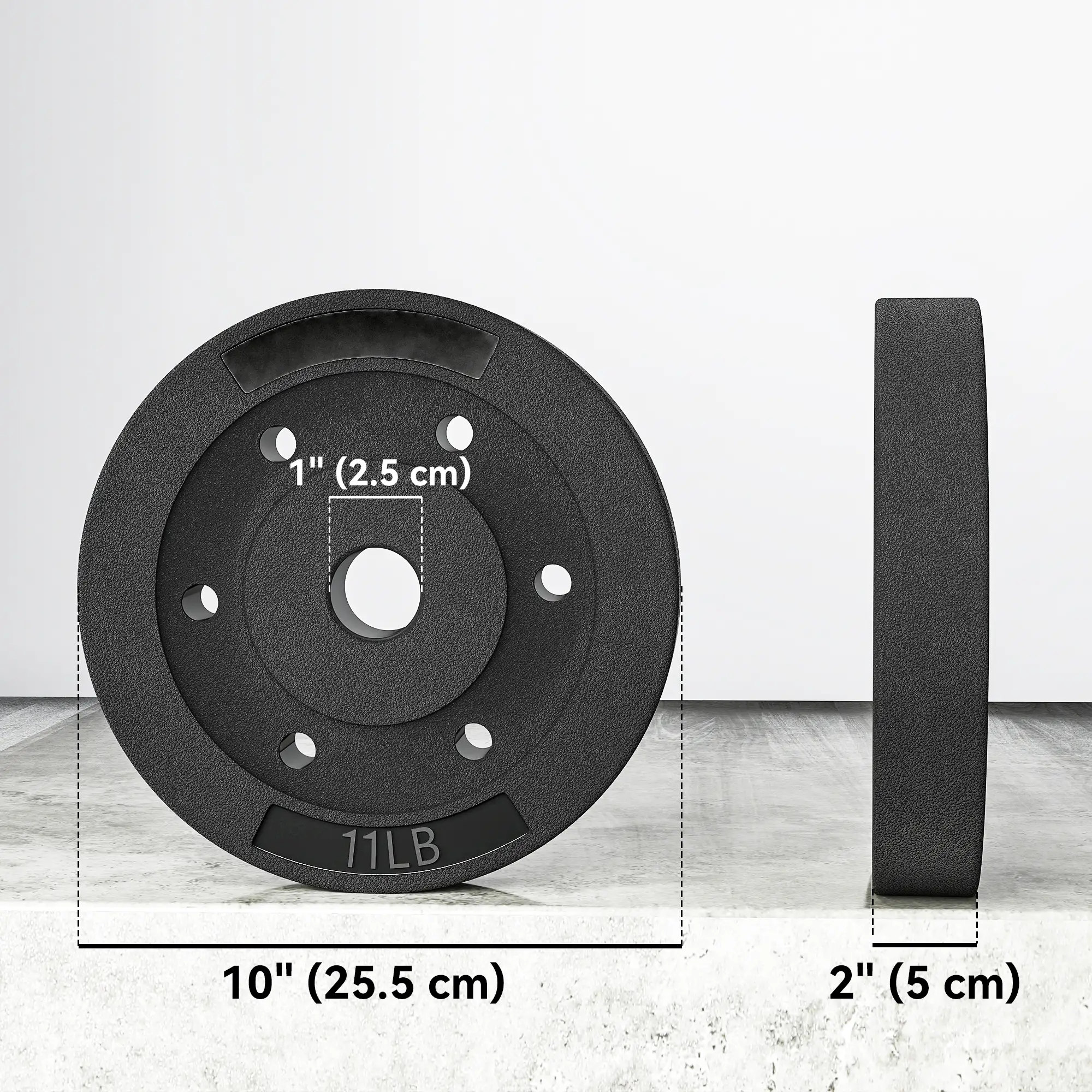 Weight Plates Set, 1-Inch Barbell, 4 x 11 lbs - Image 3