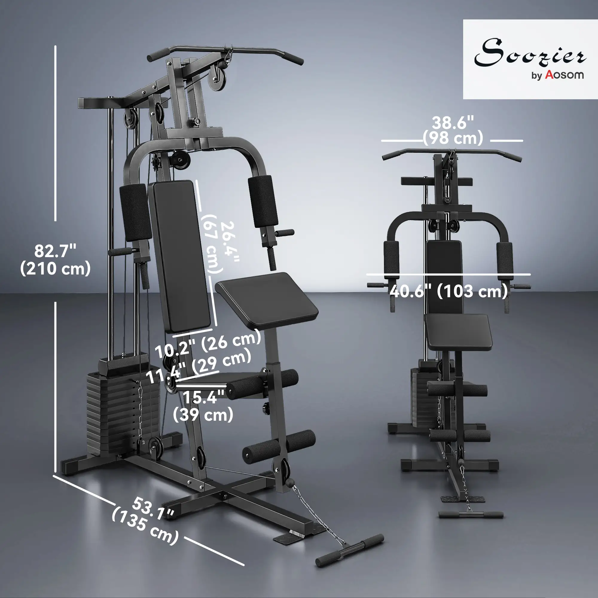 Weight Training Machine, Multifunction Gym Equipment, 143lbs, Black - Image 3