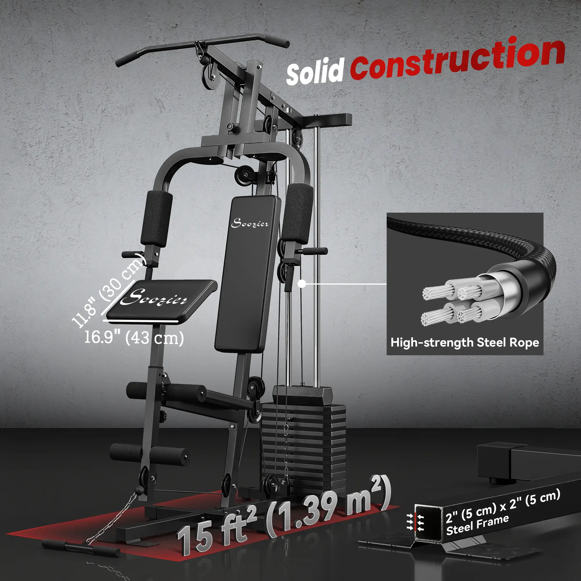 Weight Training Machine, Multifunction Gym Equipment, 143lbs, Black - Image 6