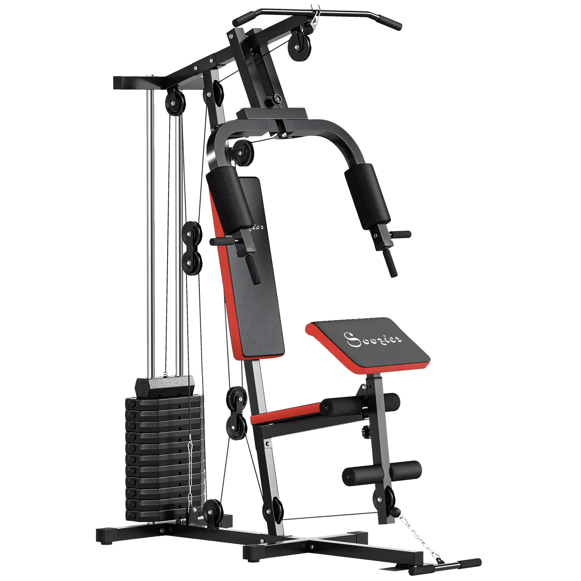 Weight Training Machine, Multifunction Home Gym, 143lbs, Red