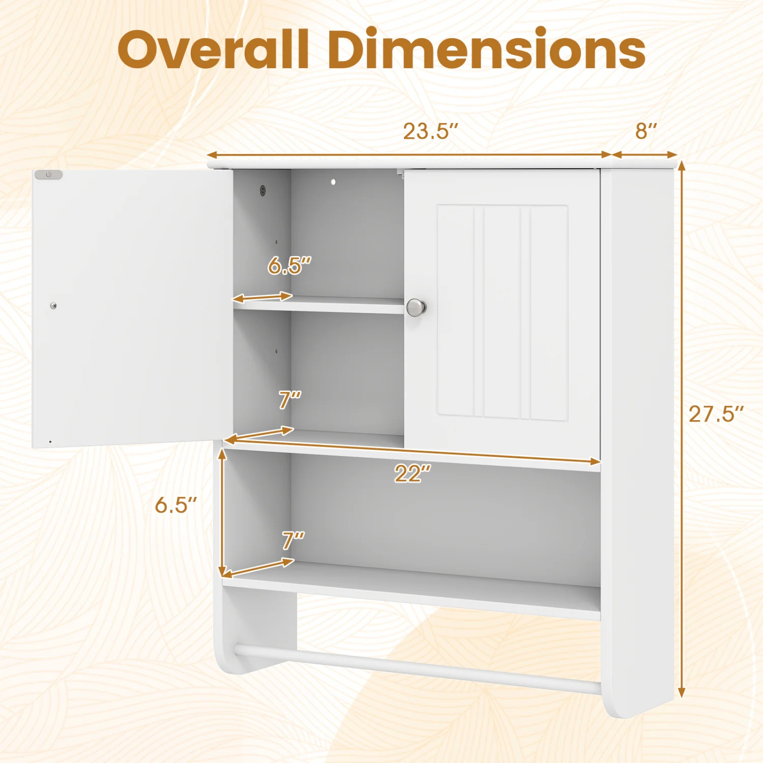Bathroom Wall Cabinet With Towel Bar, Adjustable Shelf, White - Image 3