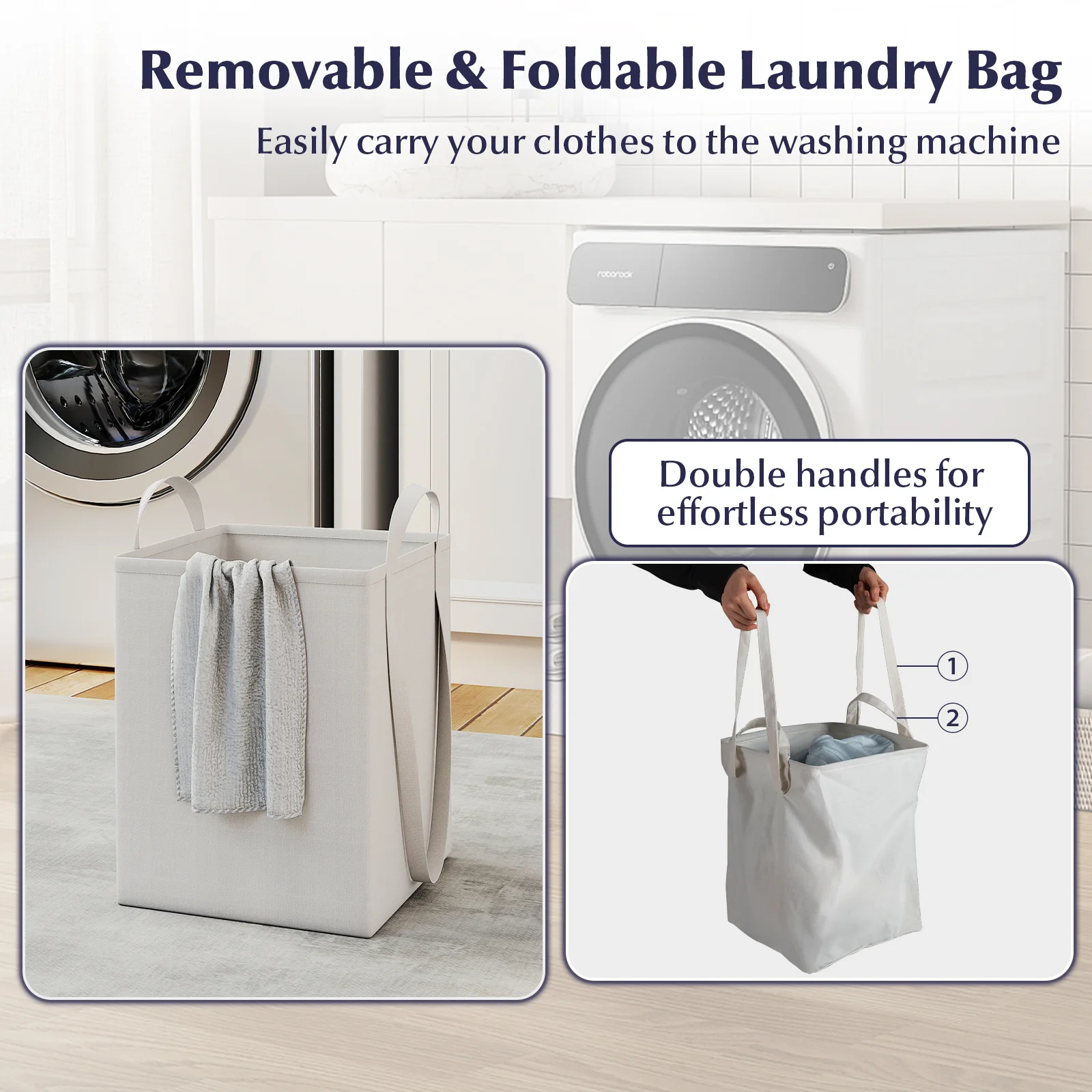 Laundry Hamper Cabinet With Drawer, Tilt-Out Design, White - Image 9