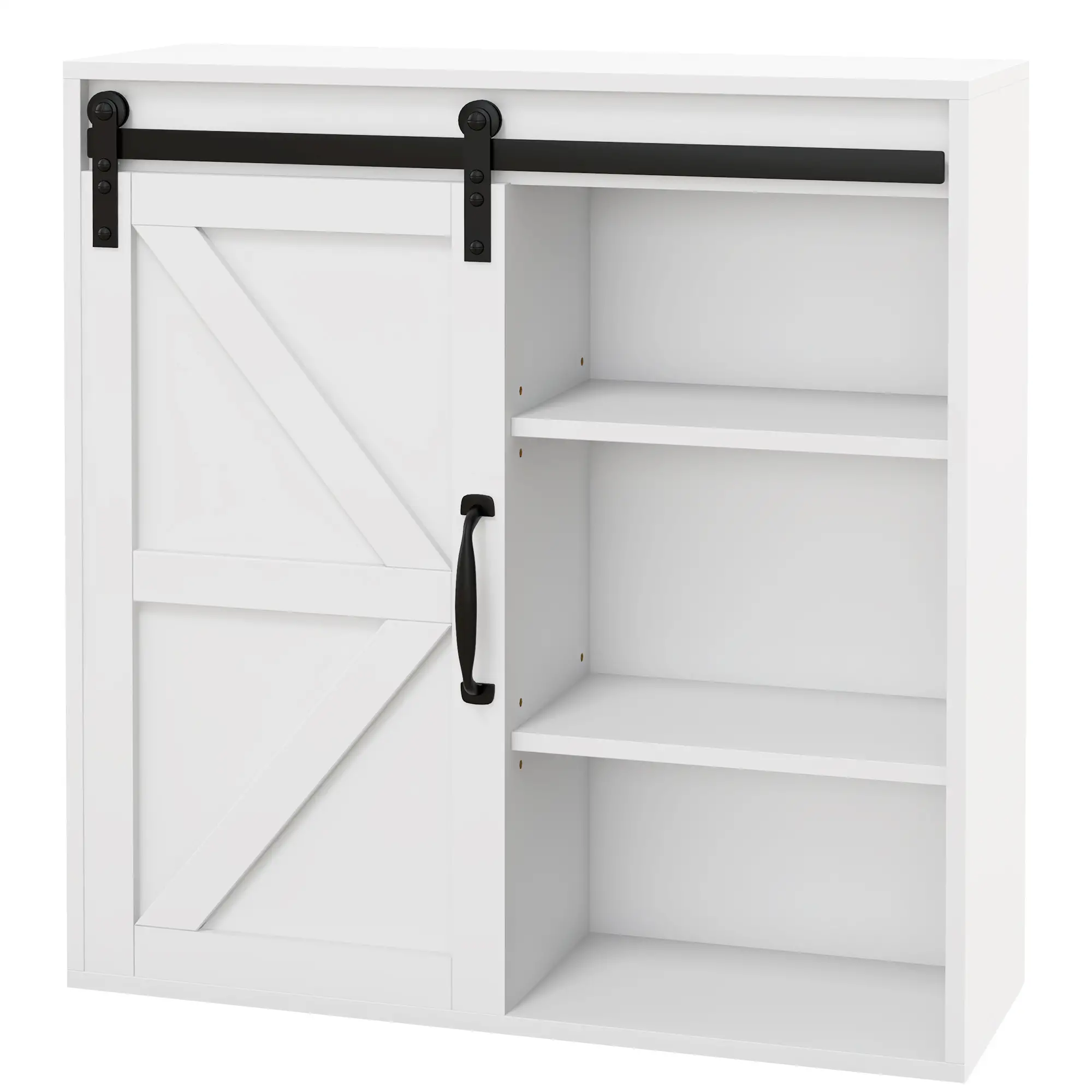 White Medicine Cabinet, Sliding Door, Adjustable Shelf, 22.8" x 7.8" x 24.4", White