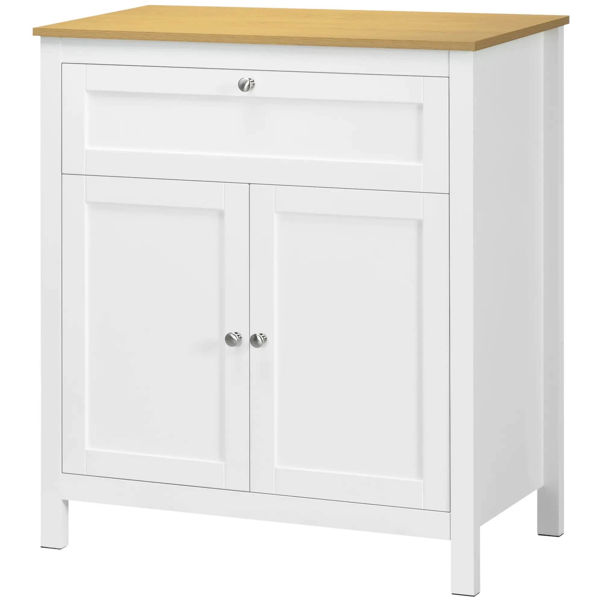 White Sideboard Cabinet, Buffet Table with Drawer, Double Door Cupboard, Adjustable Shelf, White - Image 11