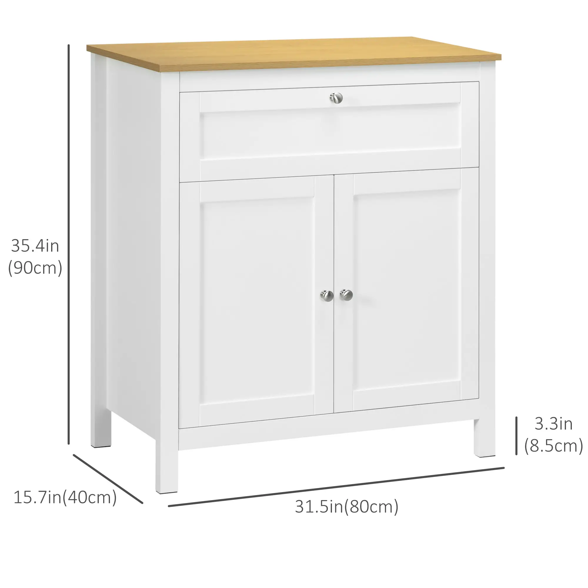 White Sideboard Cabinet, Buffet Table with Drawer, Double Door Cupboard, Adjustable Shelf, White - Image 3
