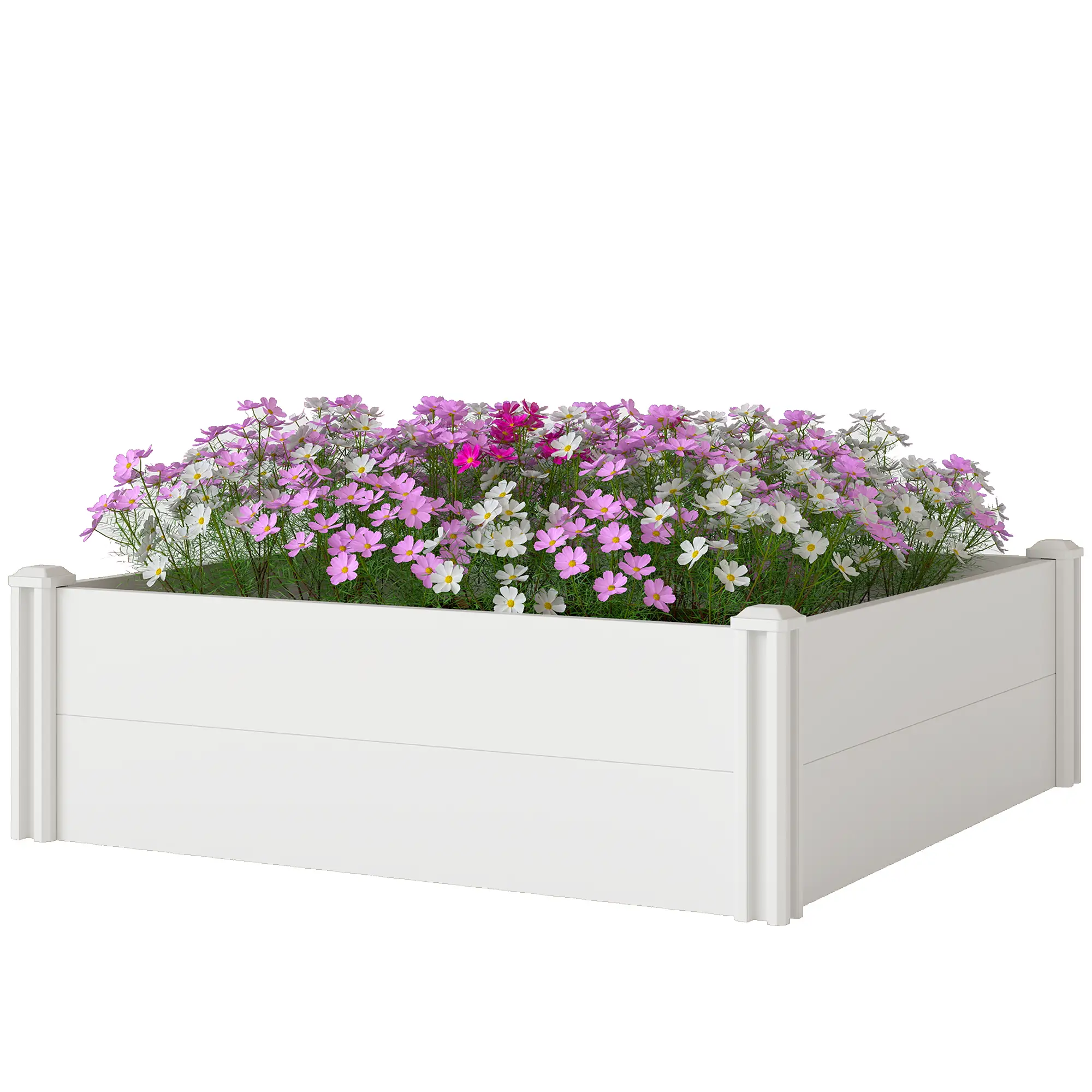 White Vinyl Raised Garden Bed Kit, 3 x 3 x 1ft Modular Elevated Box, White