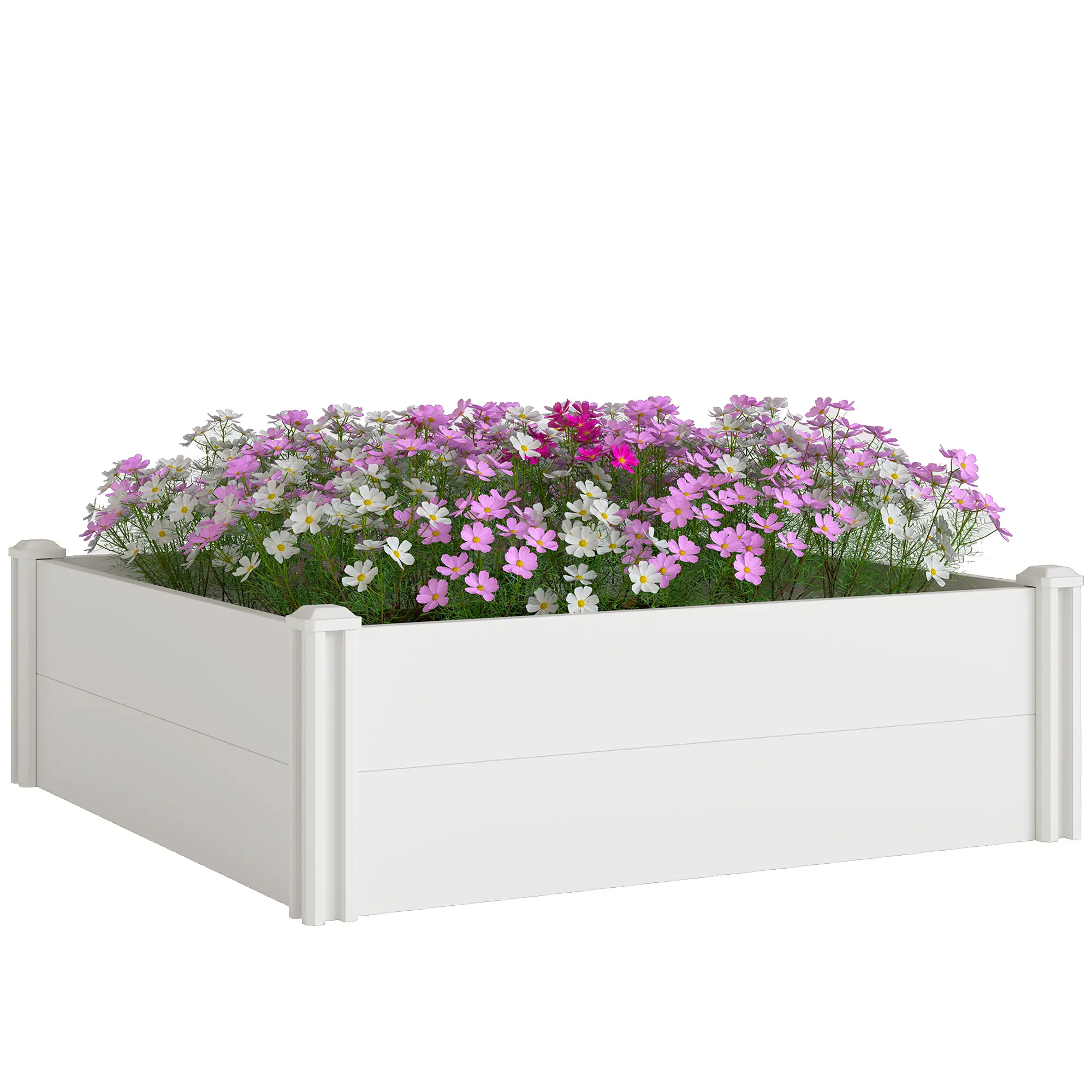 White Vinyl Raised Garden Bed Kit, 3 x 3 x 1ft Modular Elevated Box, White - Image 11
