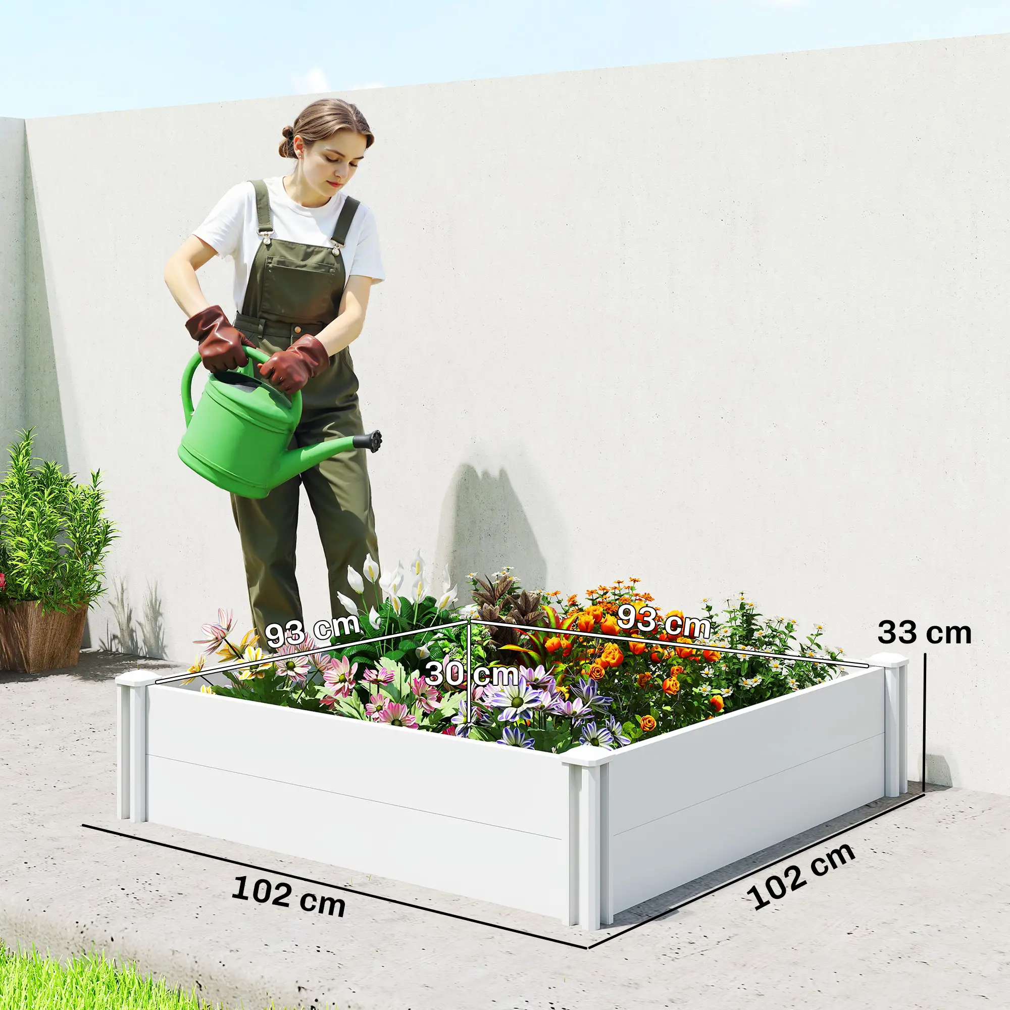 White Vinyl Raised Garden Bed Kit, 3 x 3 x 1ft Modular Elevated Box, White - Image 3