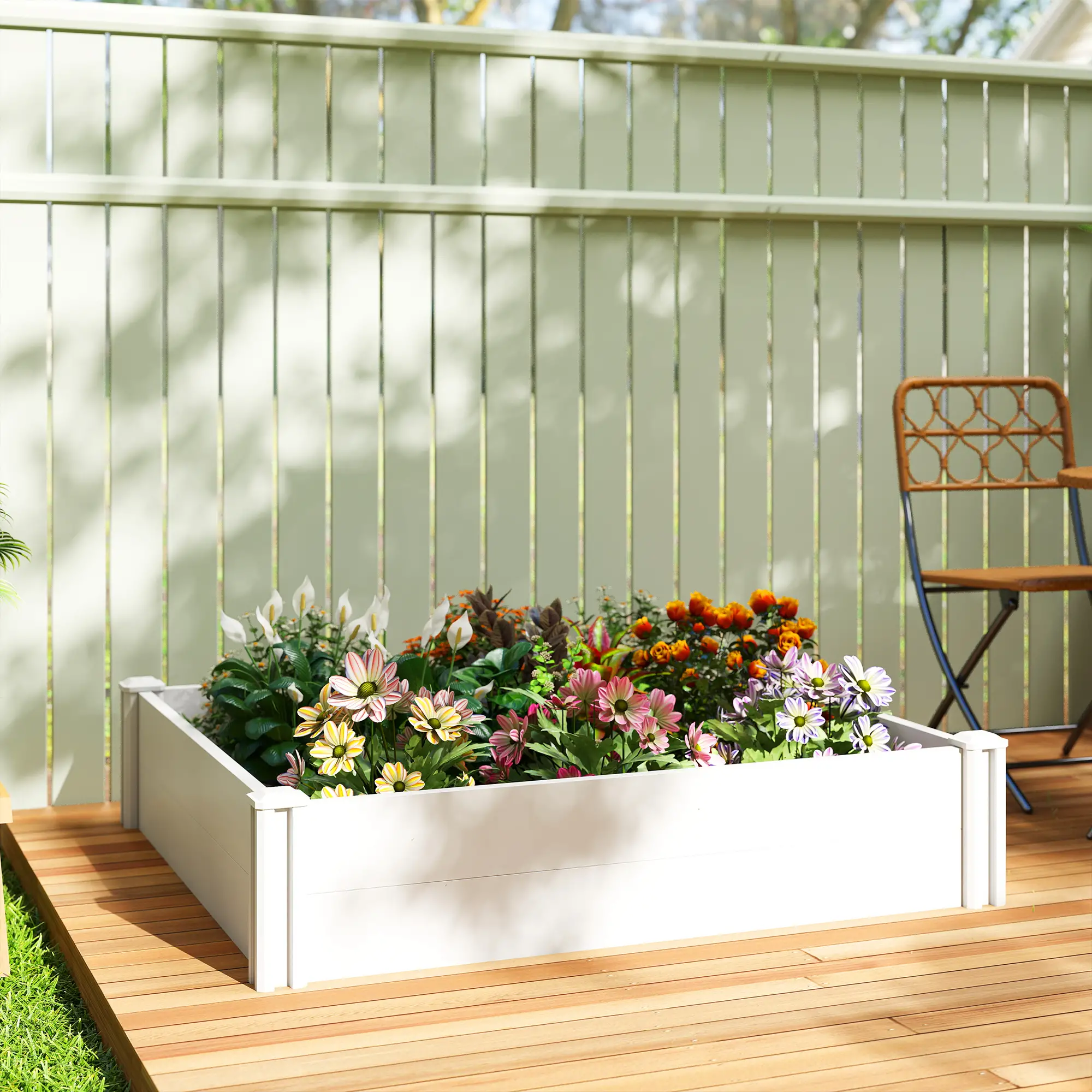 White Vinyl Raised Garden Bed Kit, 3 x 3 x 1ft Modular Elevated Box, White - Image 7