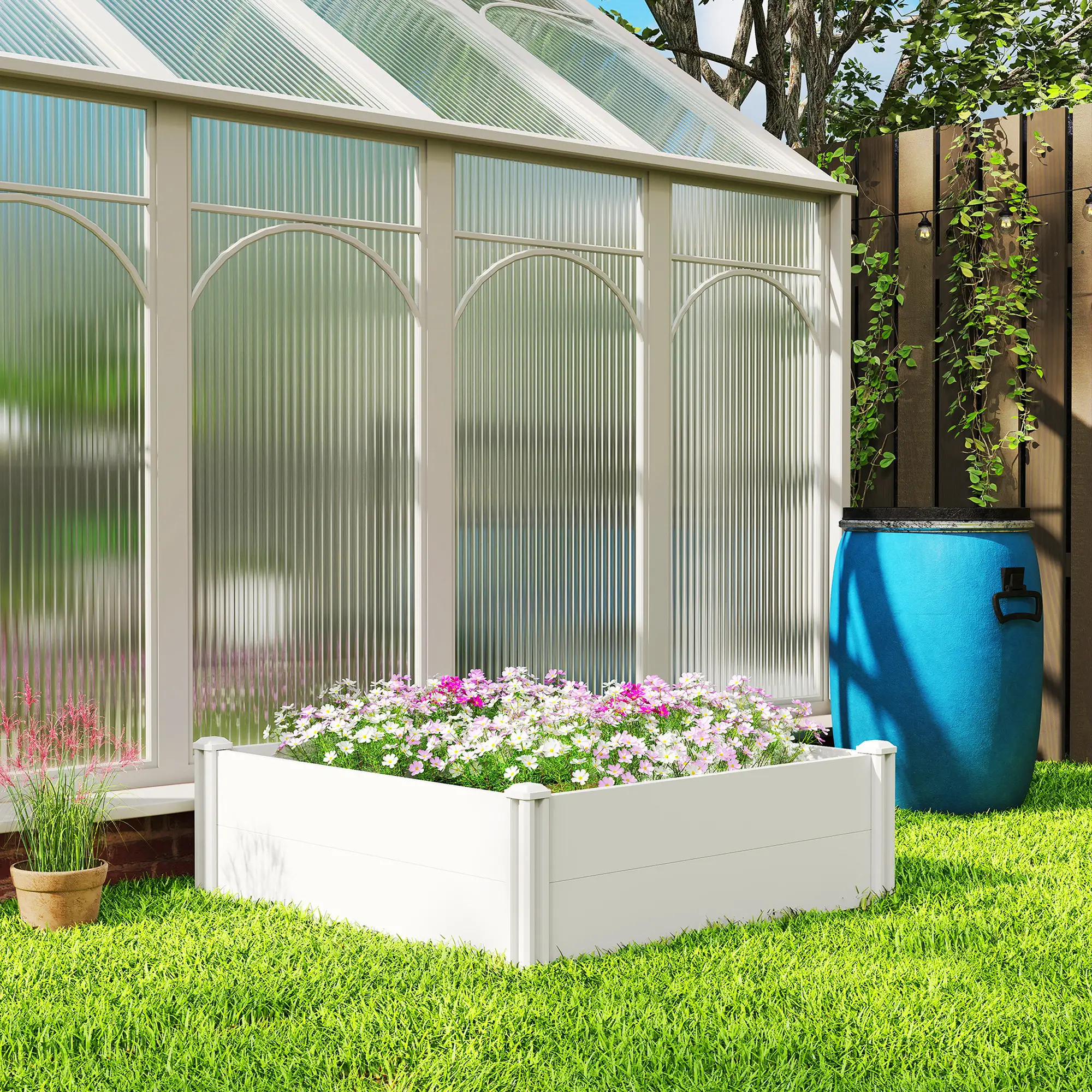 White Vinyl Raised Garden Bed Kit, 3 x 3 x 1ft Modular Elevated Box, White - Image 8