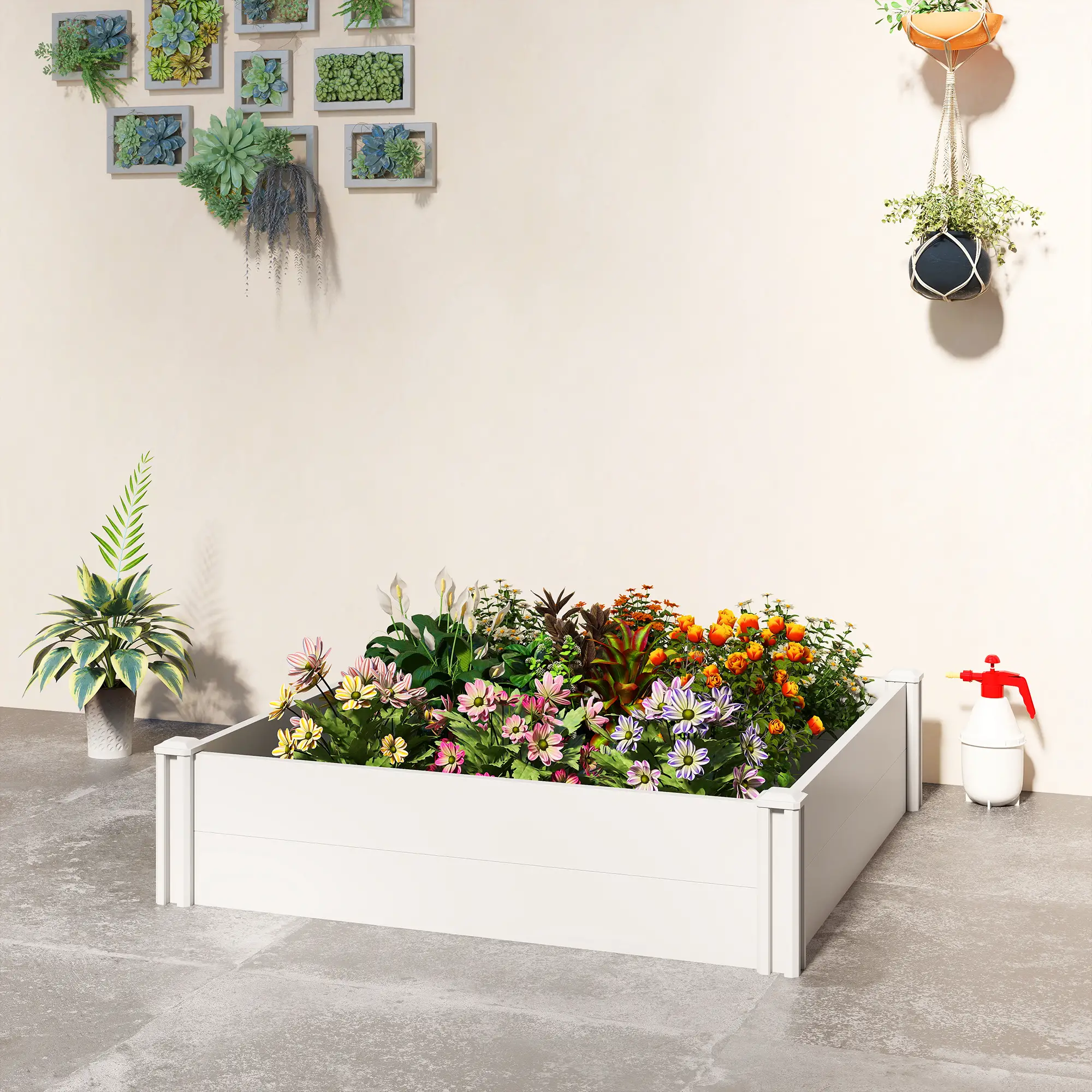 White Vinyl Raised Garden Bed Kit, 3 x 3 x 1ft Modular Elevated Box, White - Image 9