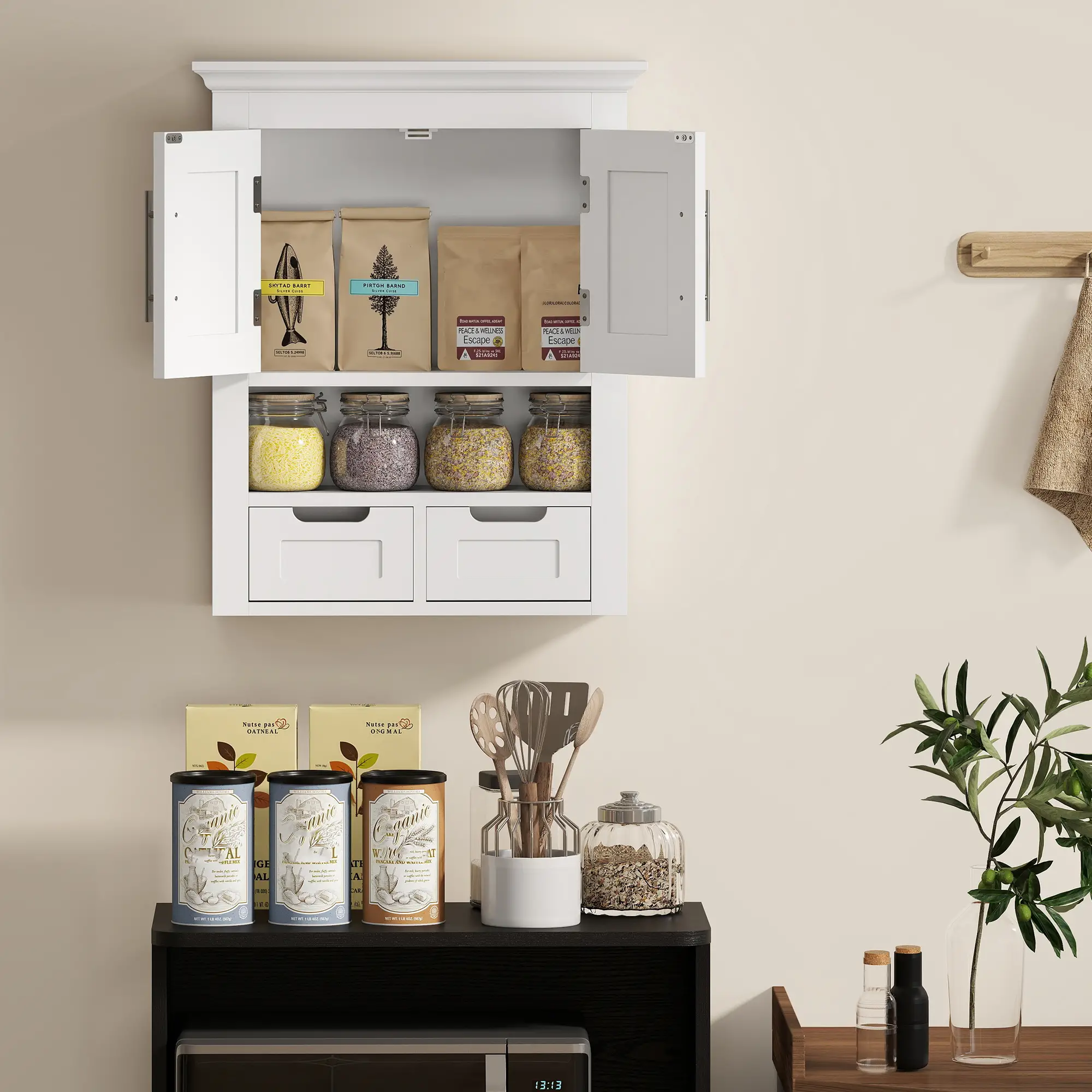 White Wall Cabinet, Medicine Cabinet With Shelf, 24 Inch, White - Image 7