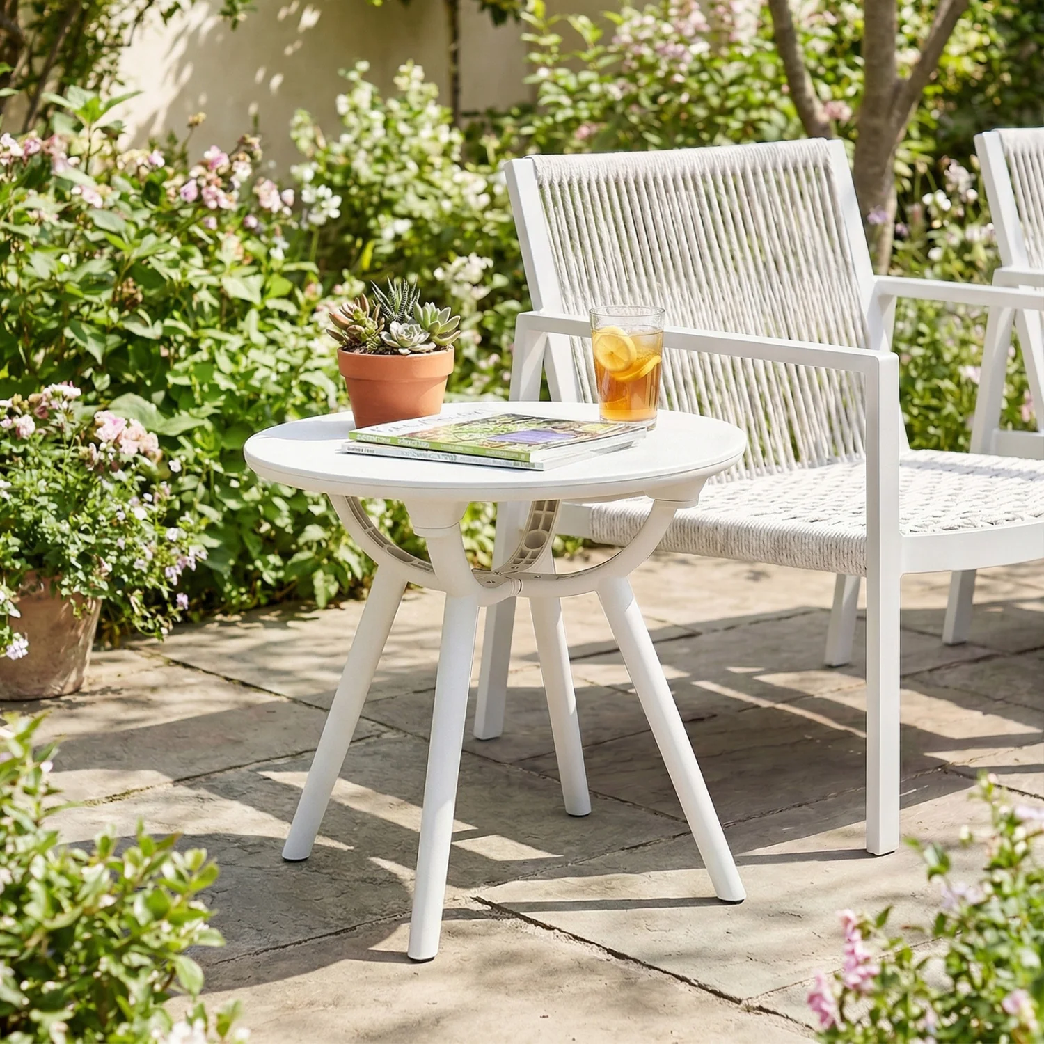 Weather-Resistant Small End Table, 1 Piece, White - Image 3