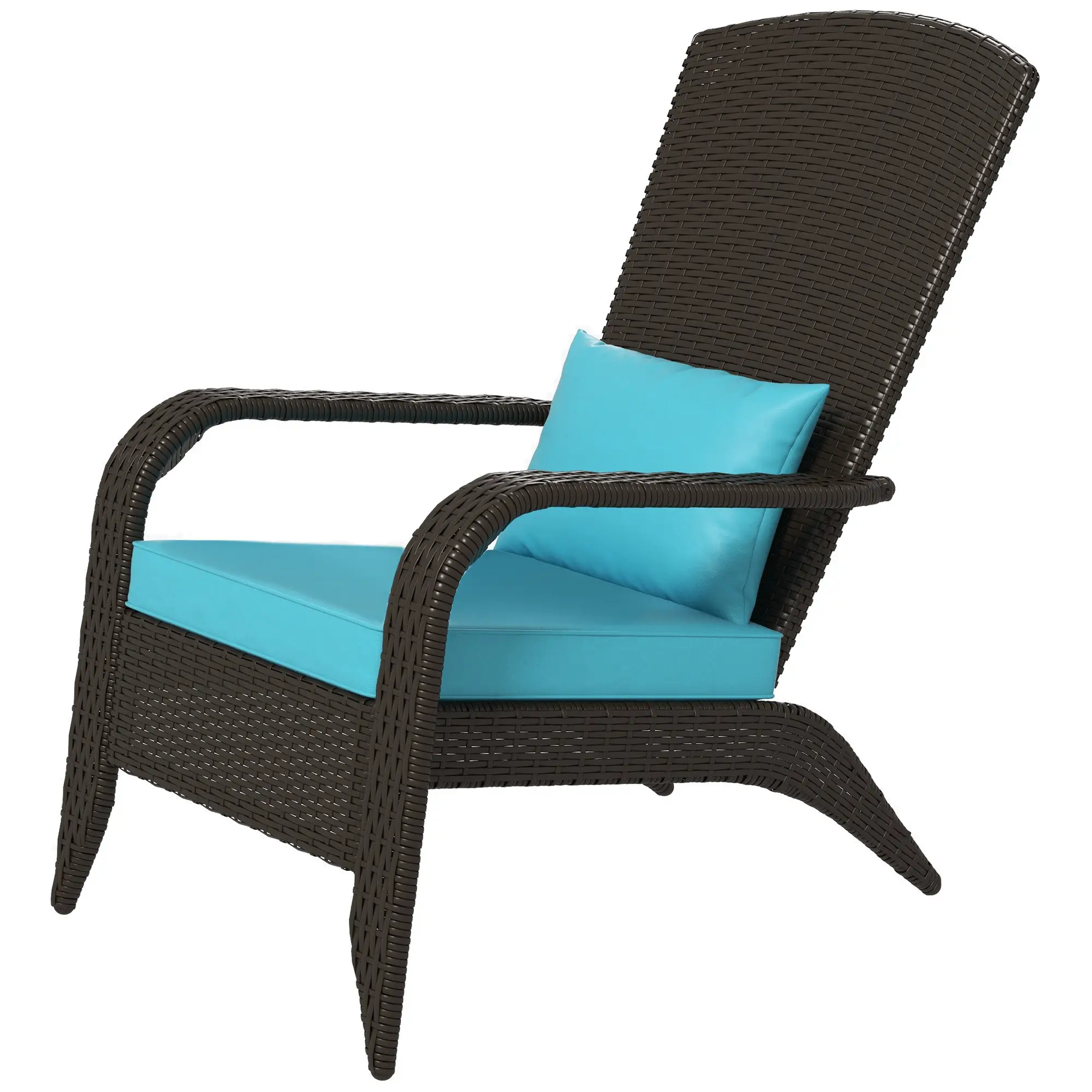 Wicker Adirondack Chair, Outdoor Rattan Chair with Cushions, Turquoise