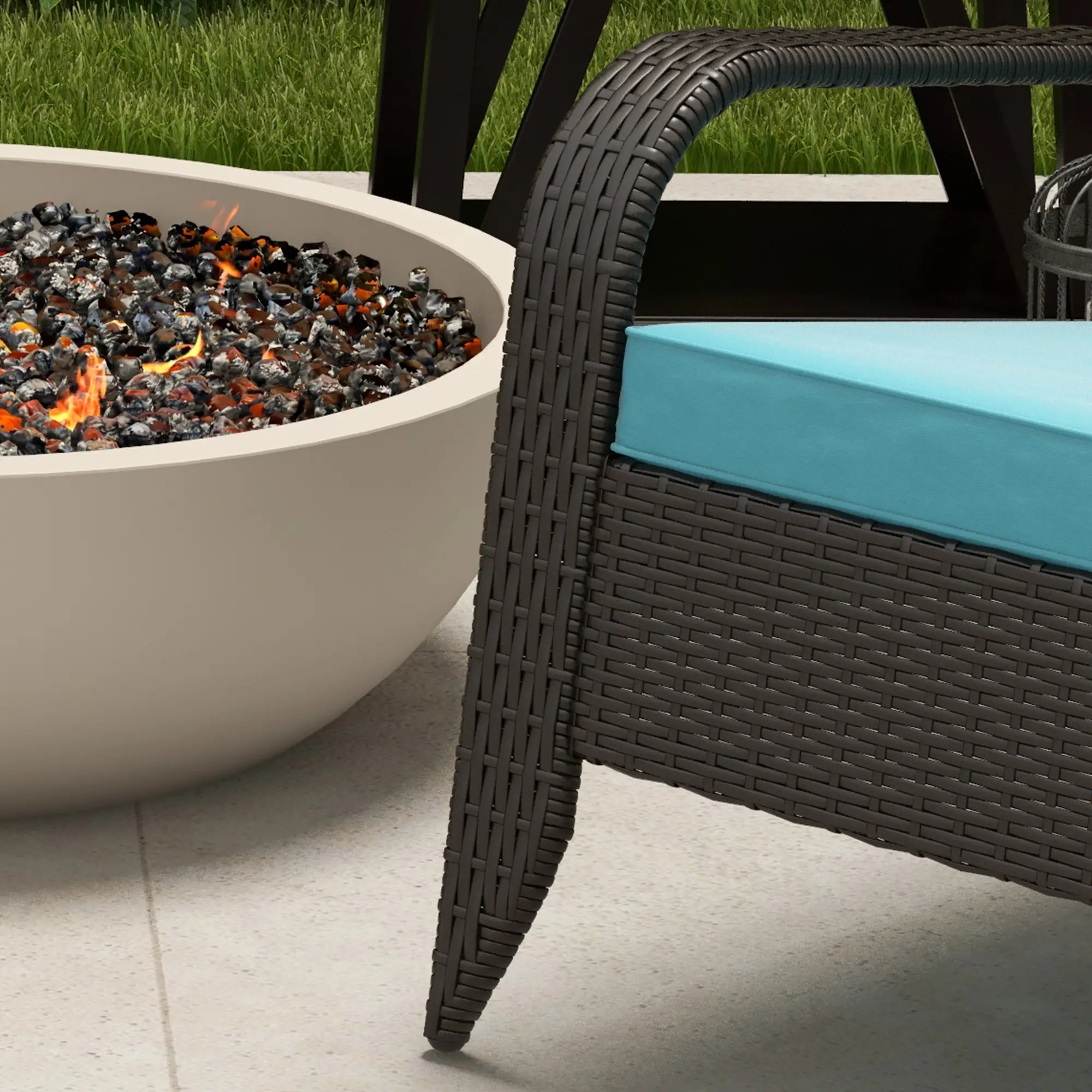 Wicker Adirondack Chair, Outdoor Rattan Chair with Cushions, Turquoise - Image 10