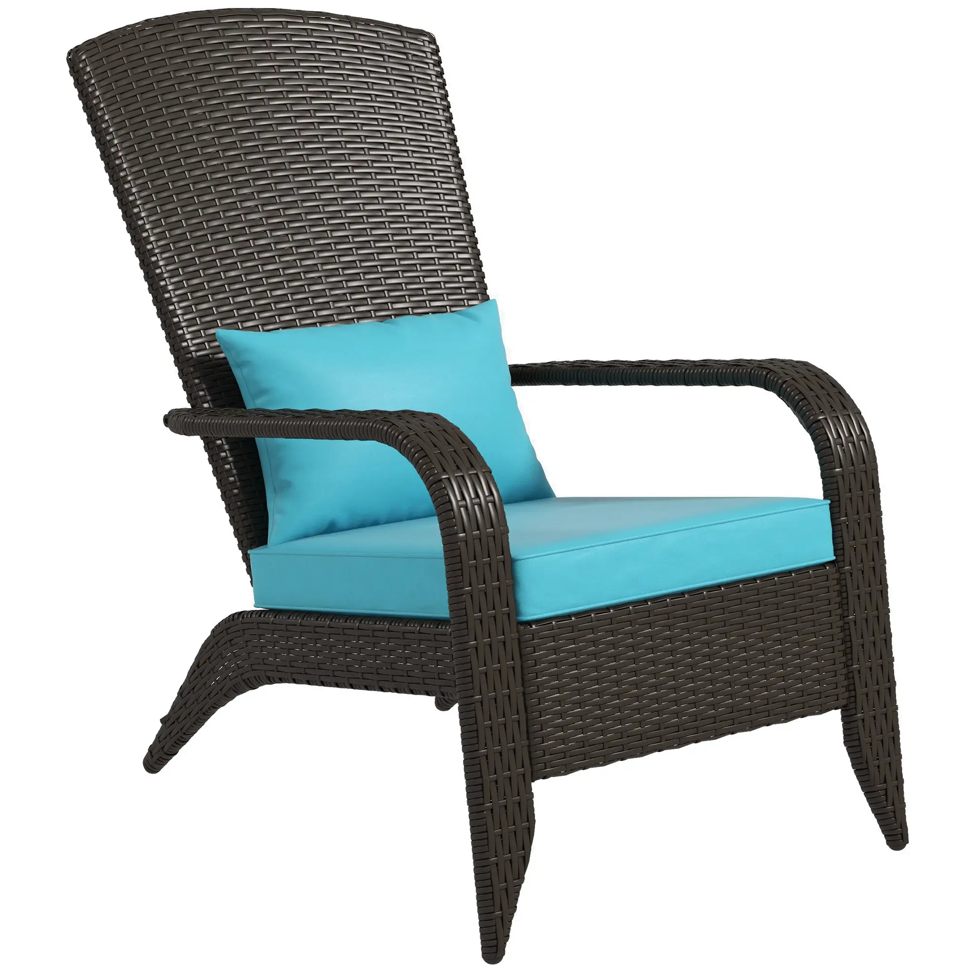 Wicker Adirondack Chair, Outdoor Rattan Chair with Cushions, Turquoise - Image 11