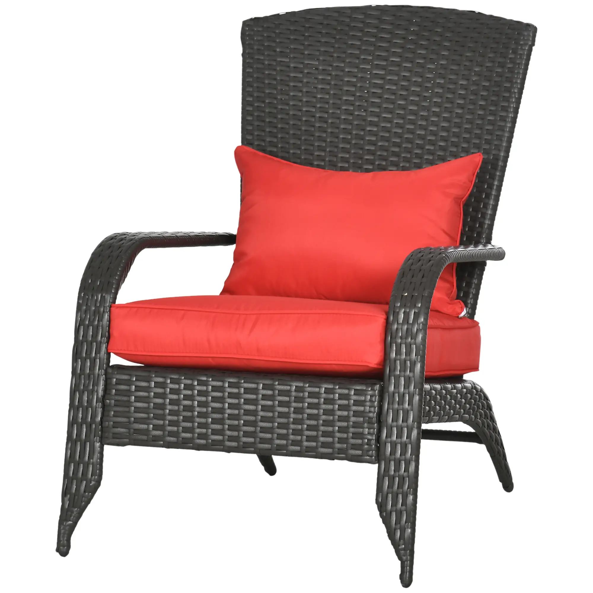 Wicker Adirondack Chair, Outdoor Rattan with Cushions, Red - Image 11