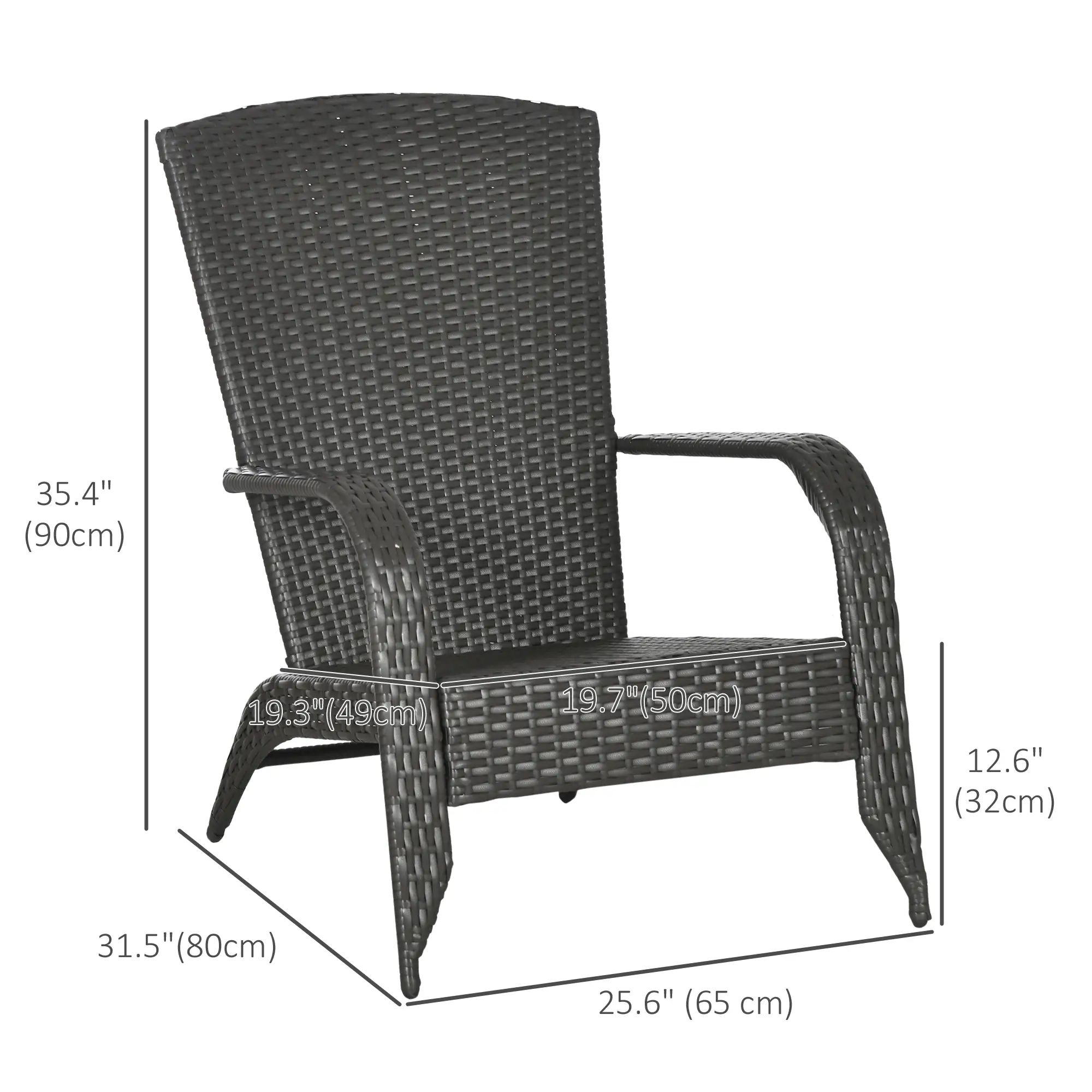 Wicker Adirondack Chair, Outdoor Rattan with Cushions, Red - Image 3