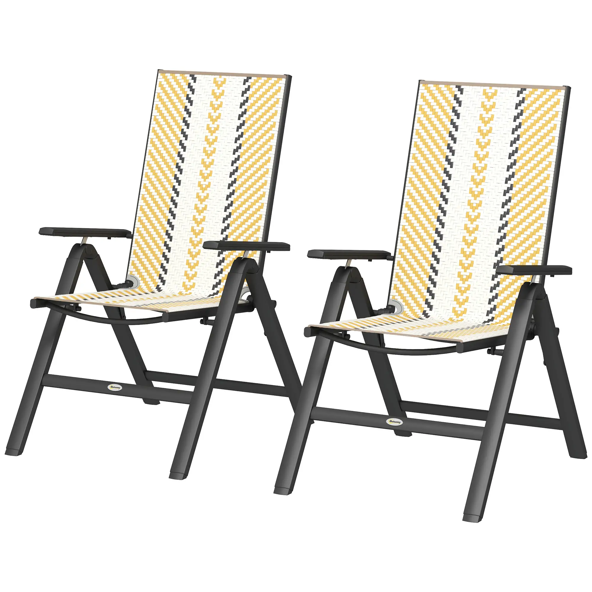 Wicker Chairs Set of 2, 5-Position Adjustable Backrest, Orange