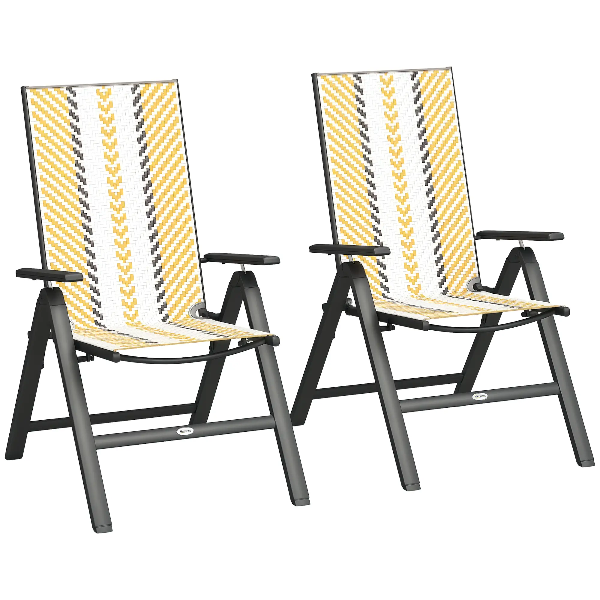 Wicker Chairs Set of 2, 5-Position Adjustable Backrest, Orange - Image 11