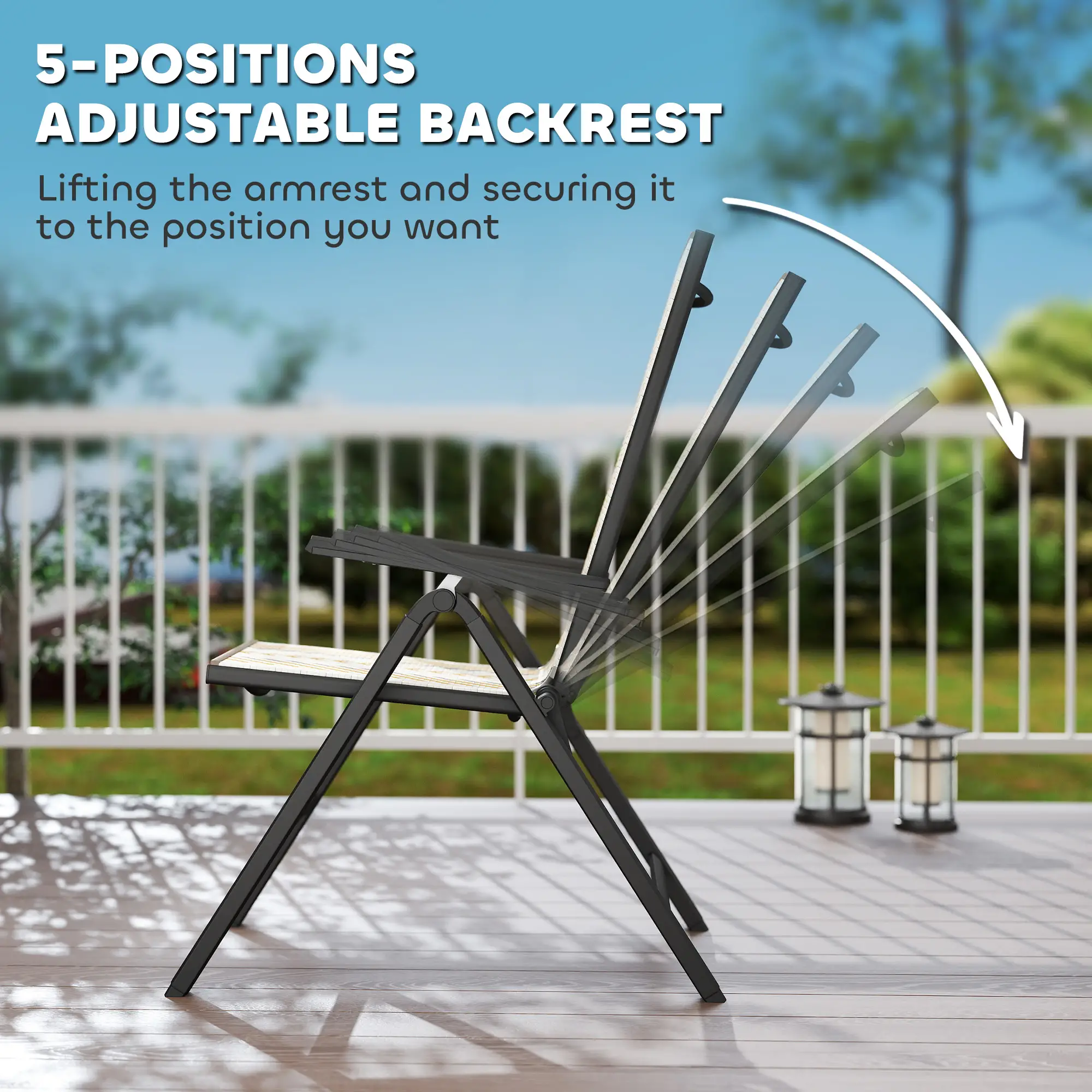 Wicker Chairs Set of 2, 5-Position Adjustable Backrest, Orange - Image 4