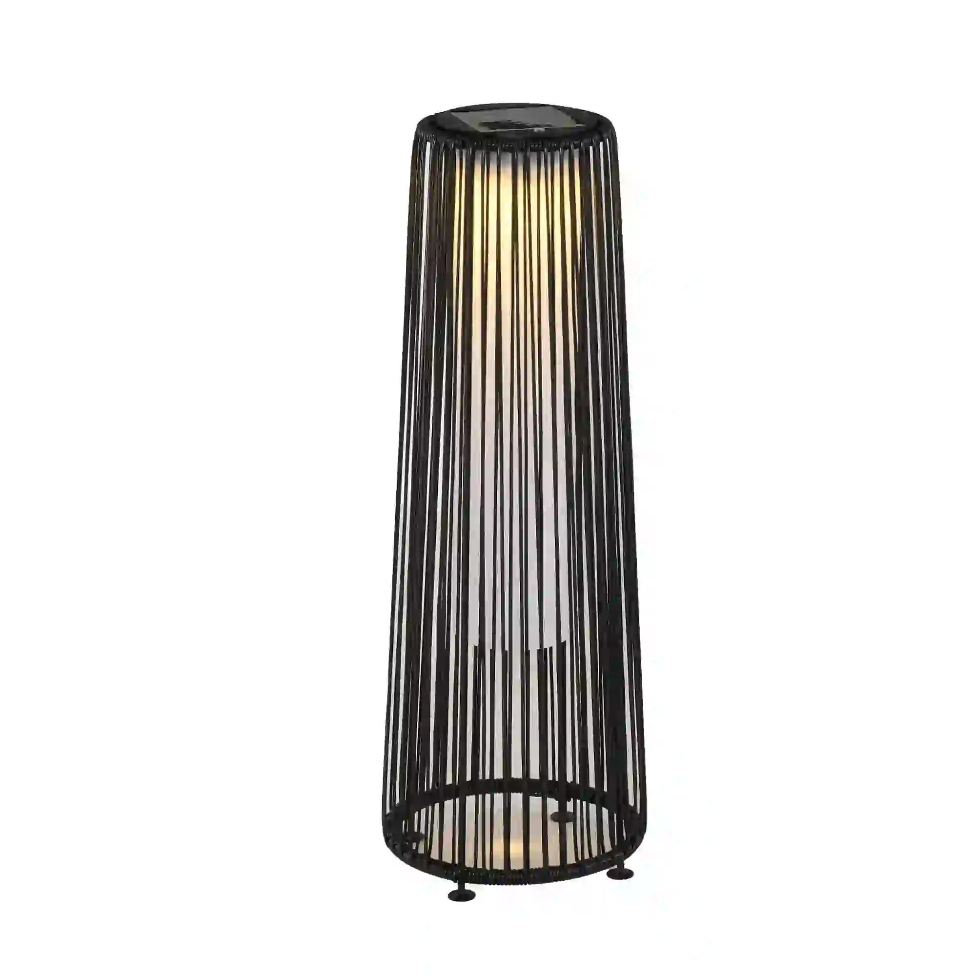 Wicker Solar Floor Lamp, Auto On/Off LED, IP44, Black