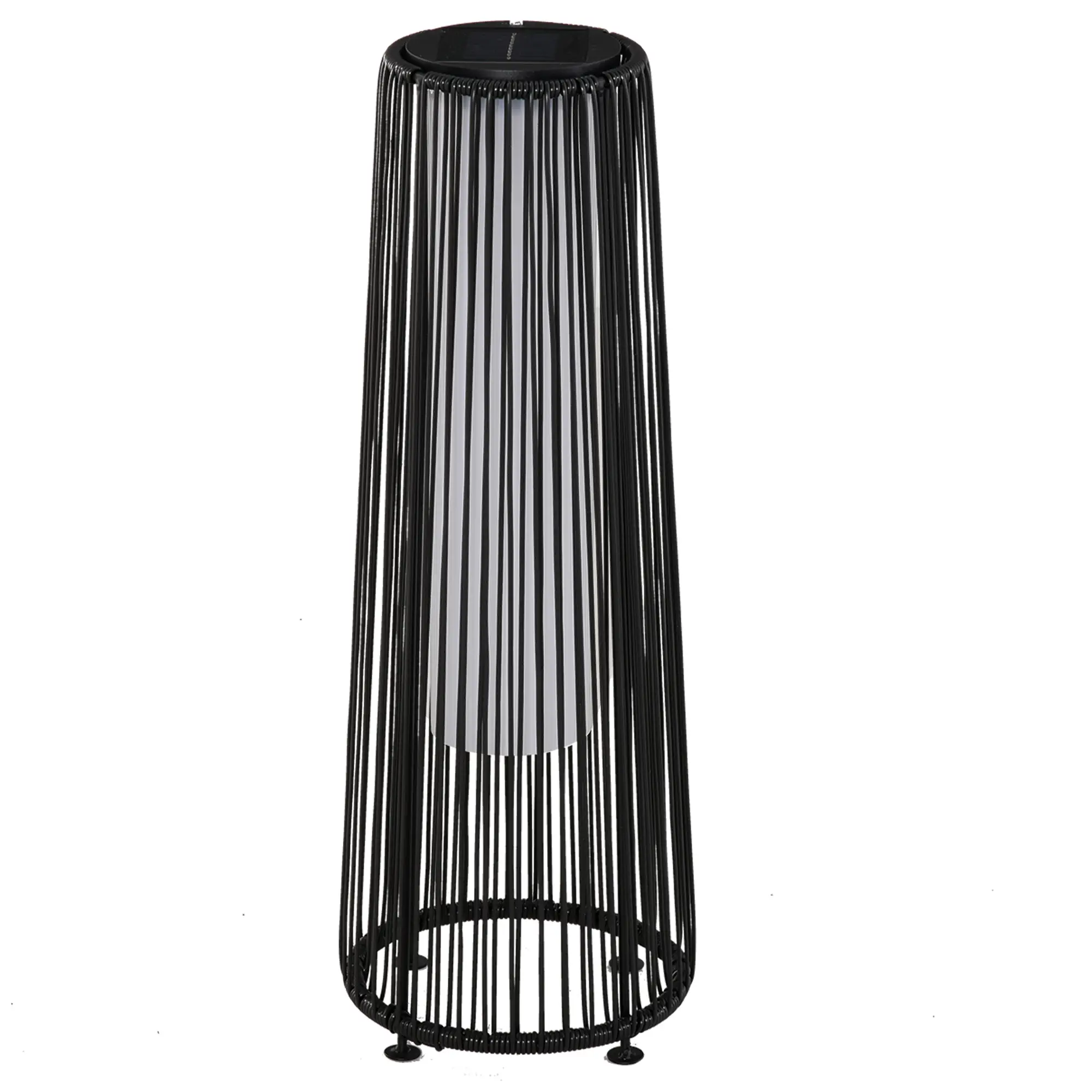 Wicker Solar Floor Lamp, Auto On/Off LED, IP44, Black - Image 11