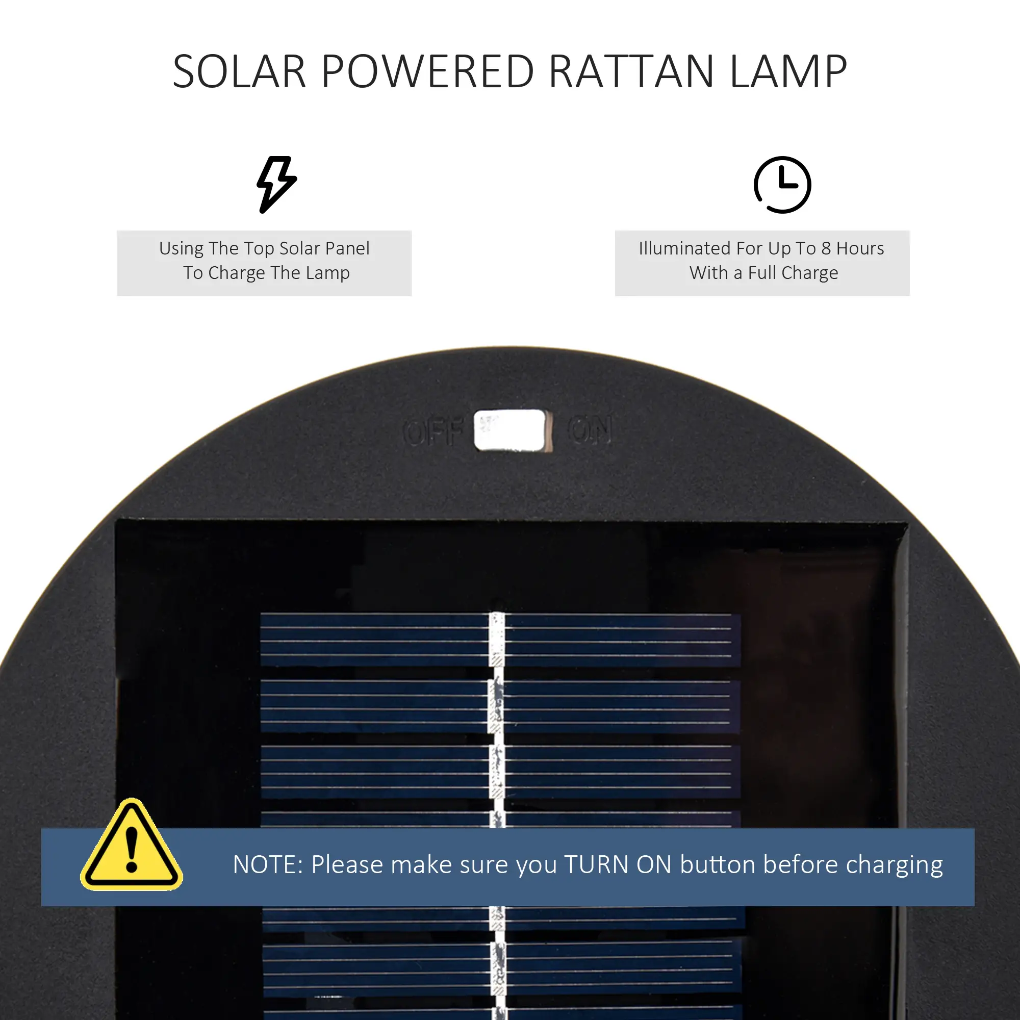 Wicker Solar Floor Lamp, Auto On/Off LED, IP44, Black - Image 5