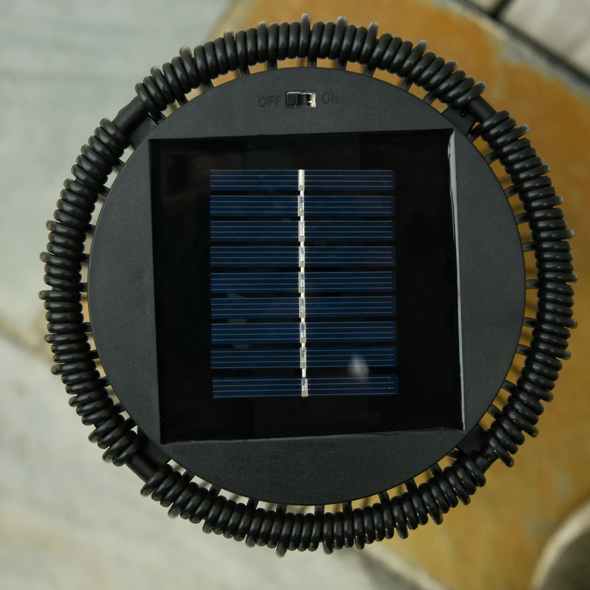 Wicker Solar Floor Lamp, Auto On/Off LED, IP44, Black - Image 9