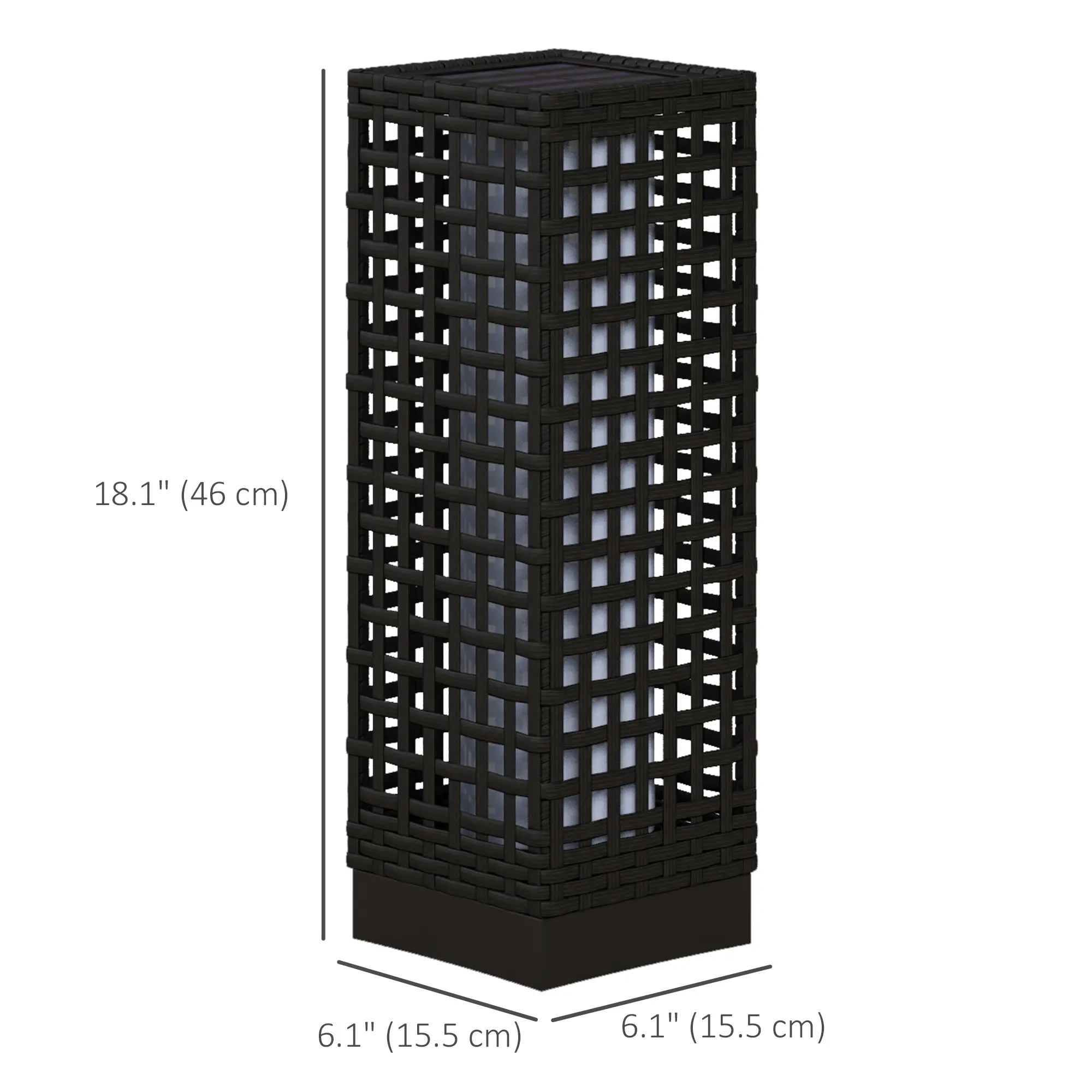 Wicker Solar Outdoor Lamp, Auto On/Off LED, IP44, Black - Image 3