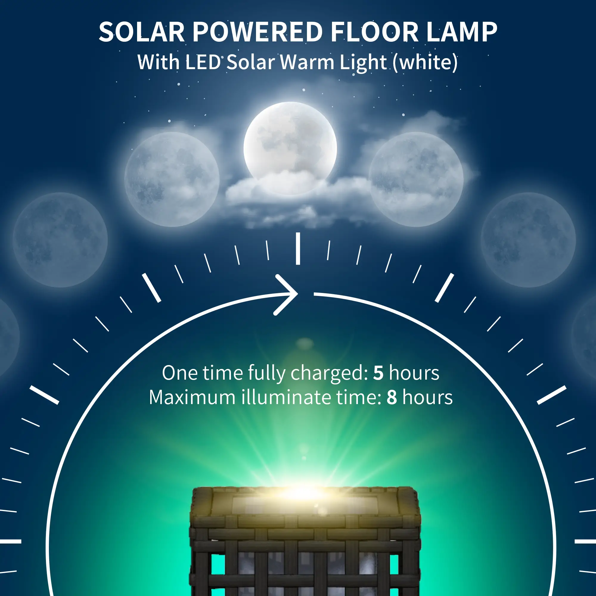 Wicker Solar Outdoor Lamp, Auto On/Off LED, IP44, Black - Image 5