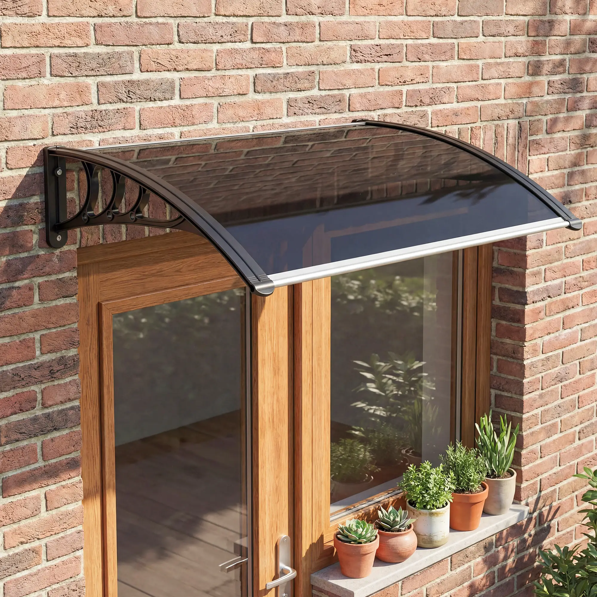 Window Awning Door Canopy, 29.9" x 39.4", Transparent Polycarbonate Cover - Image 2