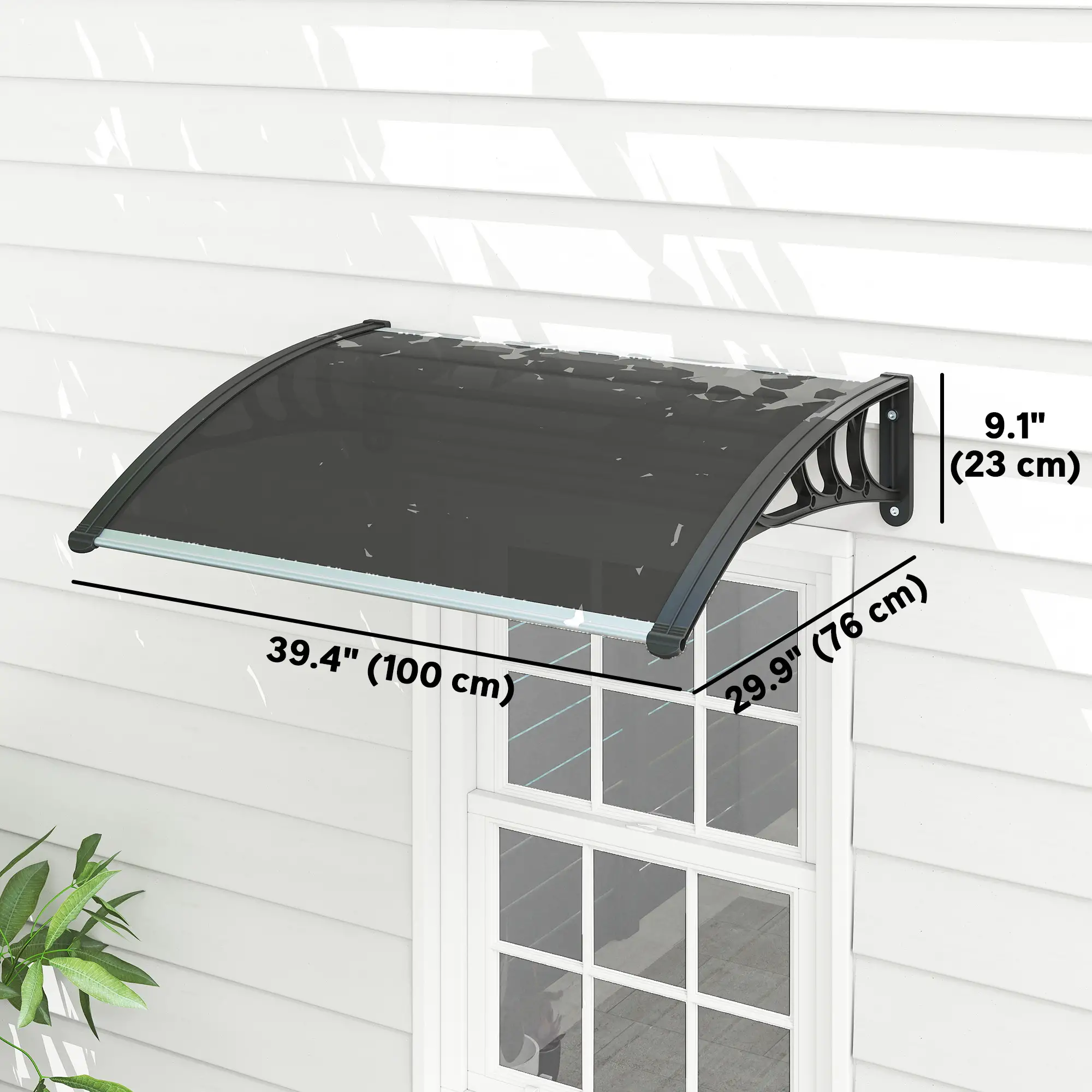 Window Awning Door Canopy, 29.9" x 39.4", Transparent Polycarbonate Cover - Image 3