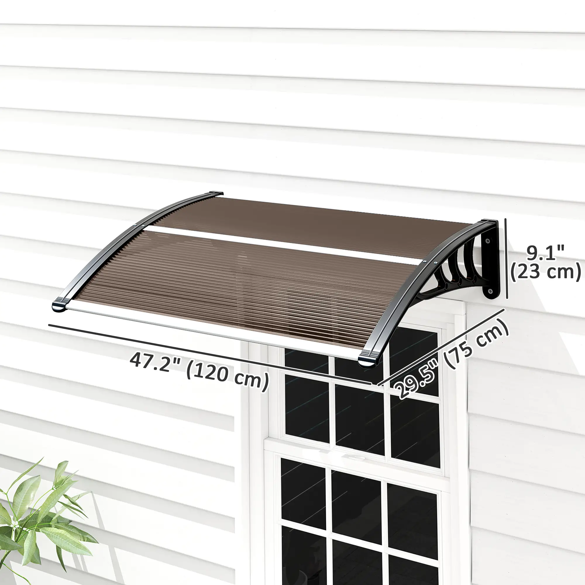 Window Awning Door Canopy, 30" X 50", Brown - Image 3
