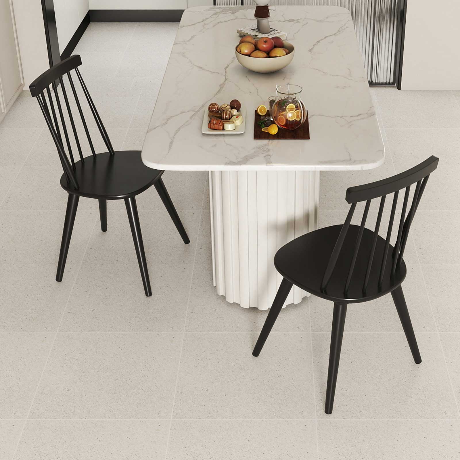 Windsor Dining Chair Set of 4 with Solid Rubber Wood Frame, Black - Image 6