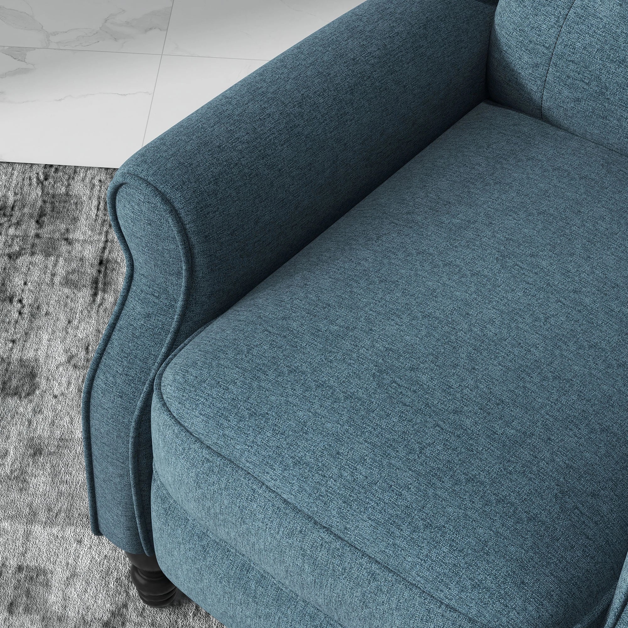 Wingback Reclining Chair with Footrest, Button Tufted, Blue - Image 10