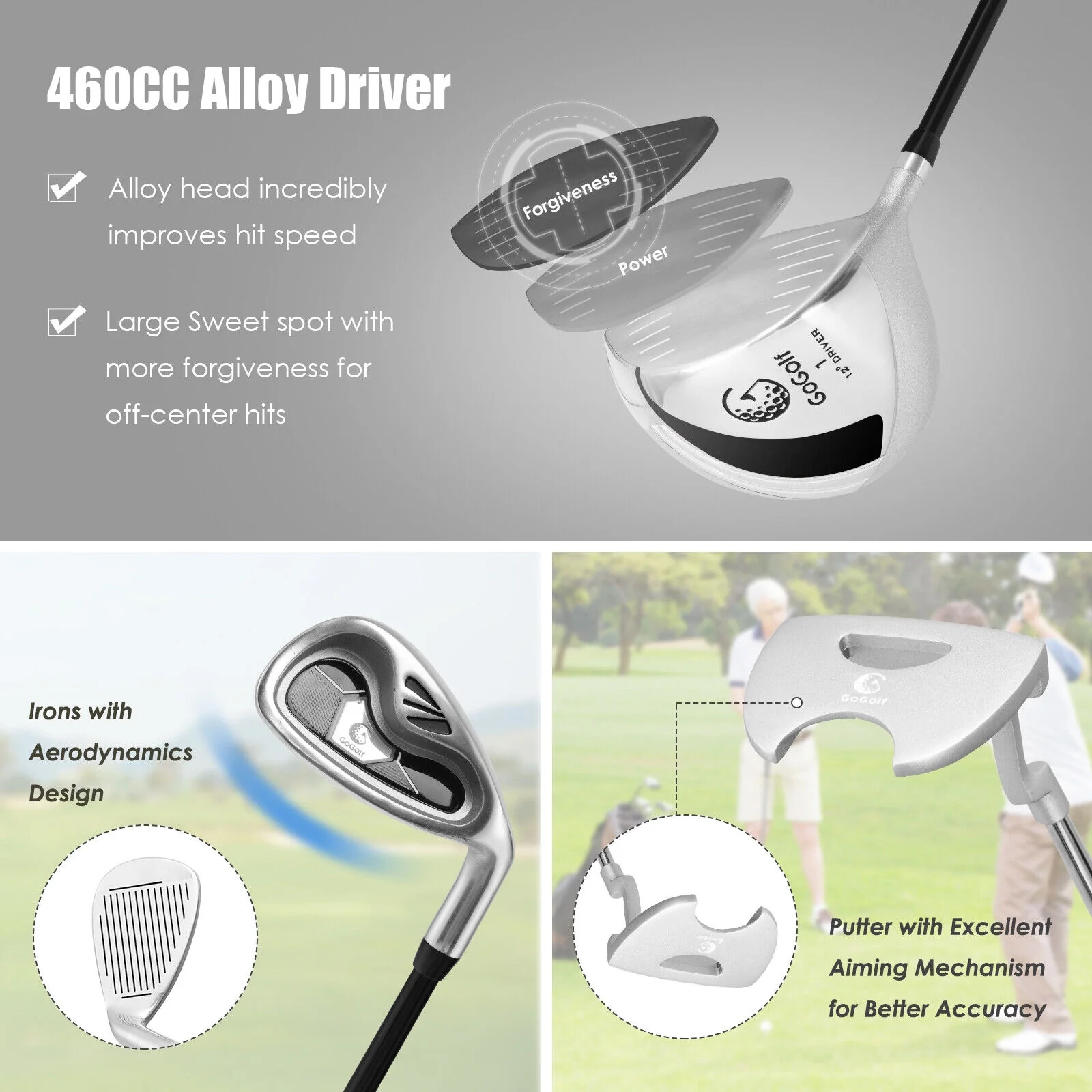 Women's Complete Golf Club Set, 10 Pieces, Alloy Driver, Black - Image 8