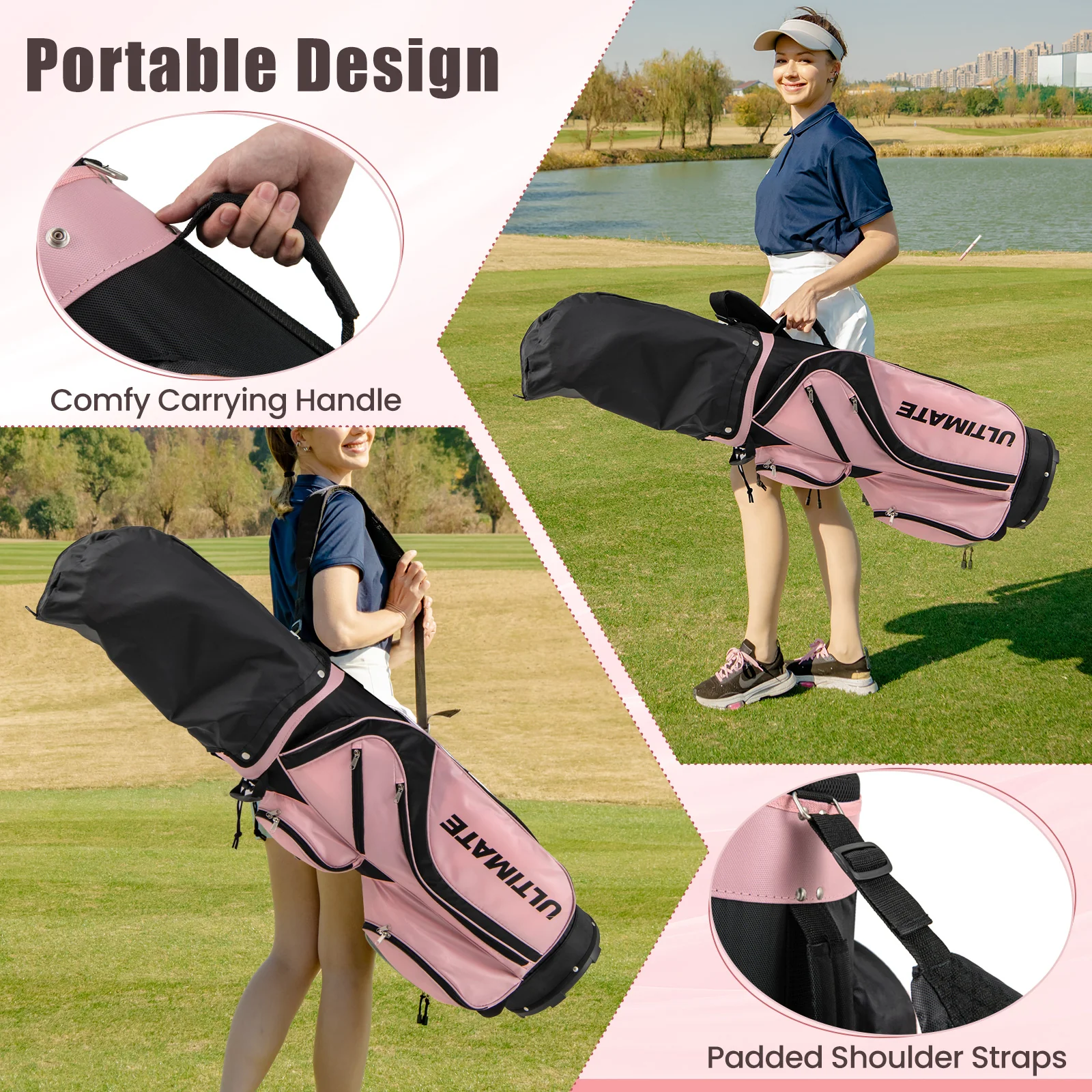 Women's Complete Golf Club Set, 10 Pieces, Alloy Driver, Pink - Image 10