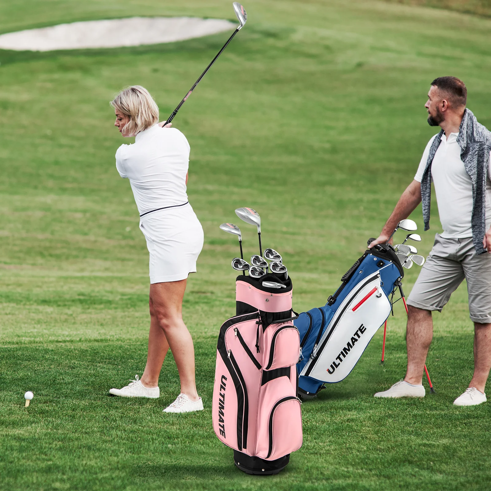 Women's Complete Golf Club Set, 10 Pieces, Alloy Driver, Pink - Image 2