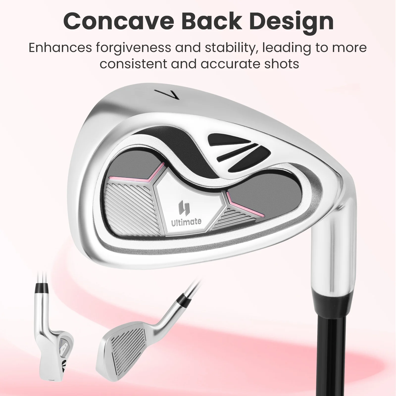 Women's Iron Golf Club, Graphite Shaft, Headcover, Silver - Image 10