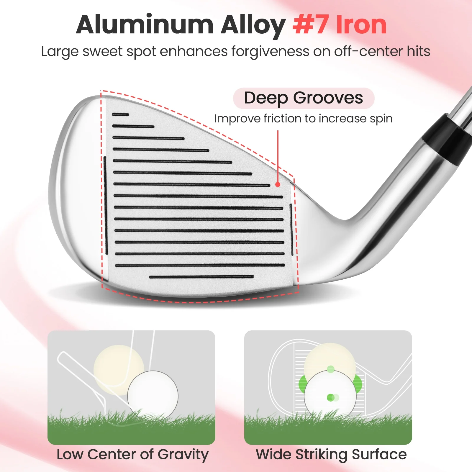 Women's Iron Golf Club, Graphite Shaft, Headcover, Silver - Image 7