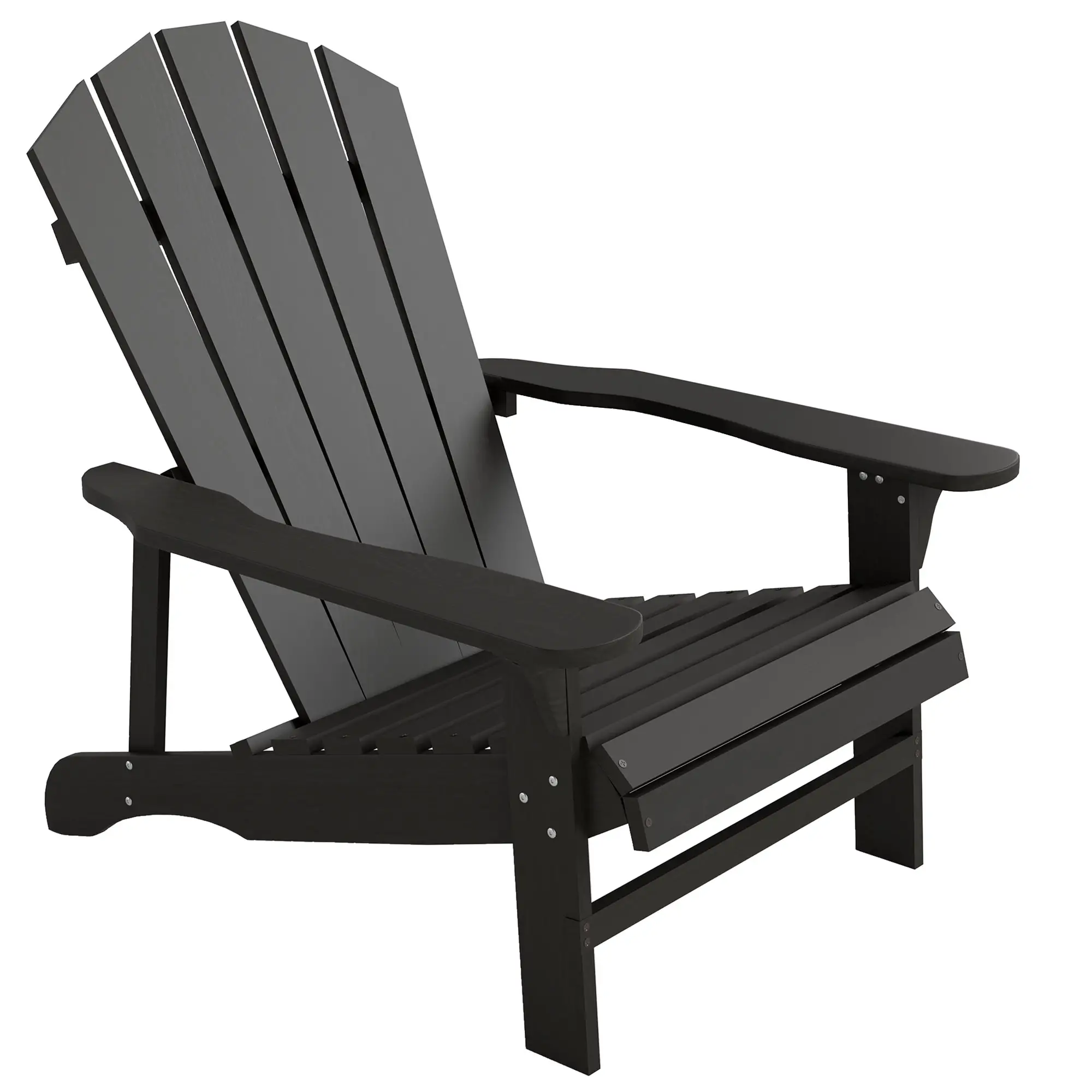 Wood Adirondack Chair, Outdoor Patio Chair, Slatted Design, Black - Image 11