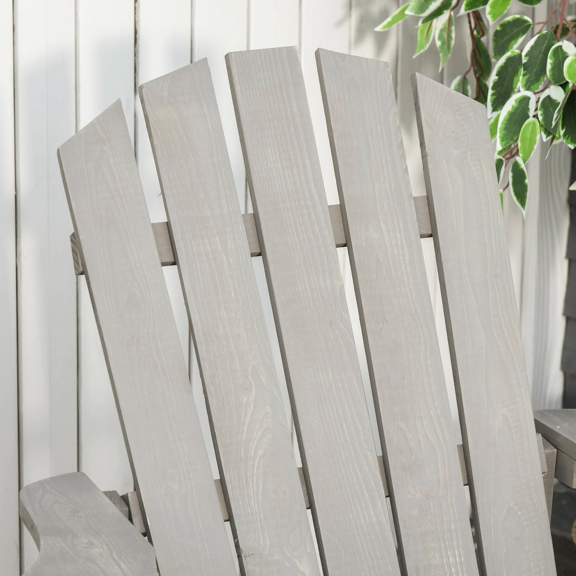 Wood Adirondack Chair, Outdoor Patio Chair, Slatted Design, Light Grey - Image 10