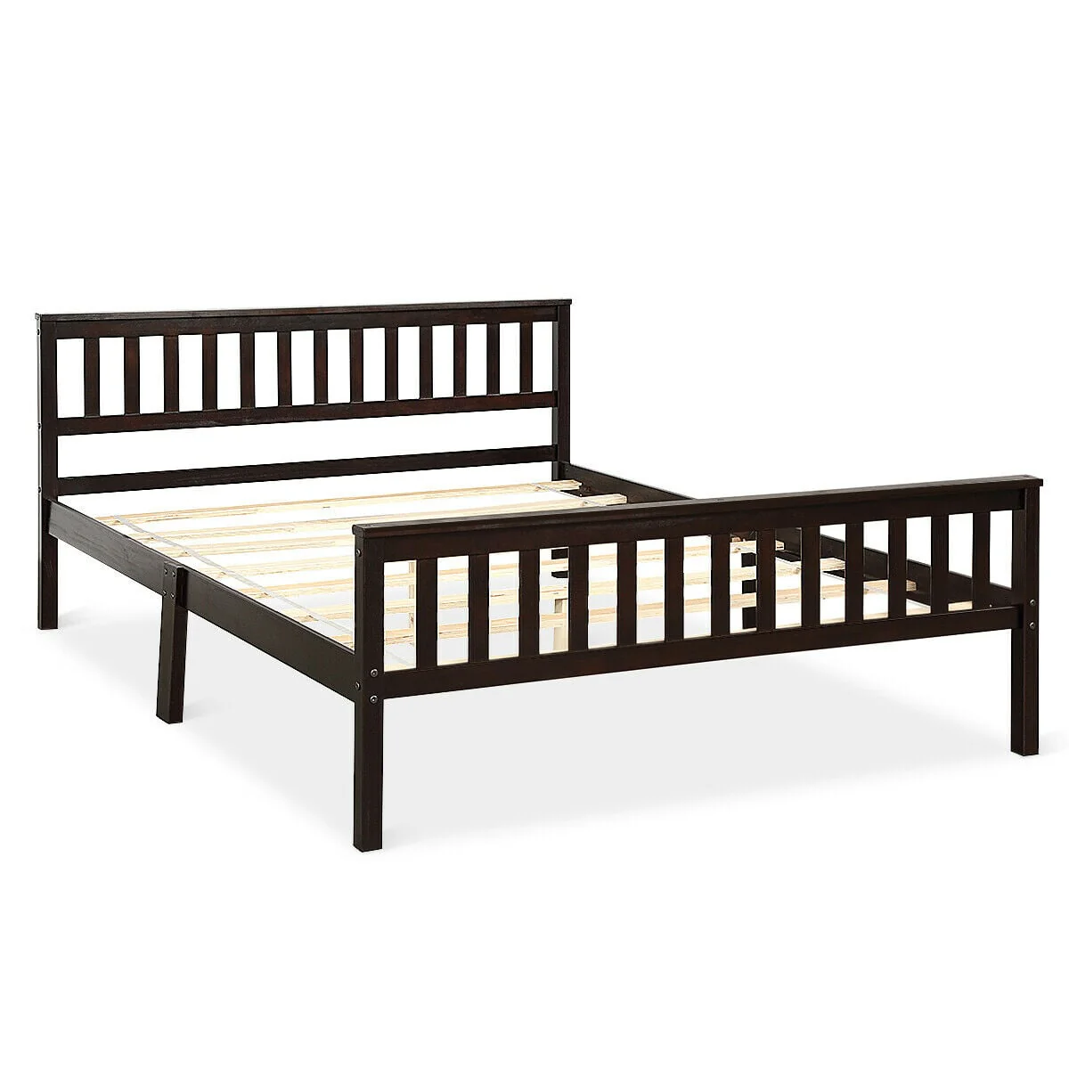 Wood Bed Frame With Headboard And Footboard, Black - Image 4