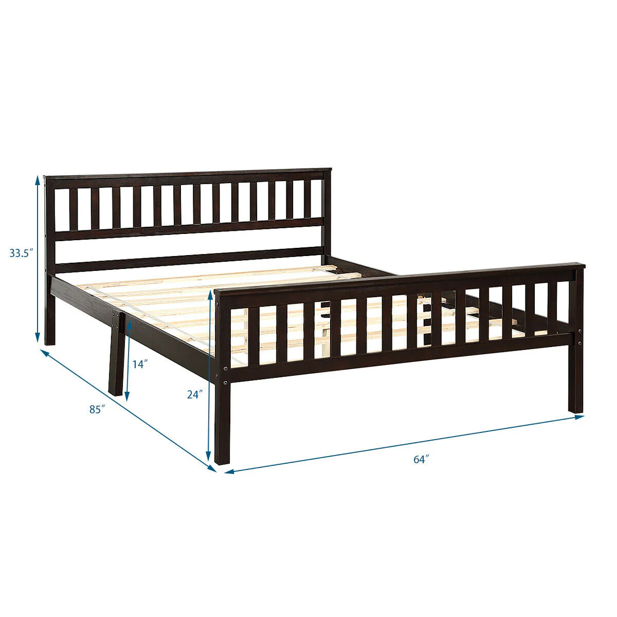 Wood Bed Frame With Headboard And Footboard, Black - Image 6