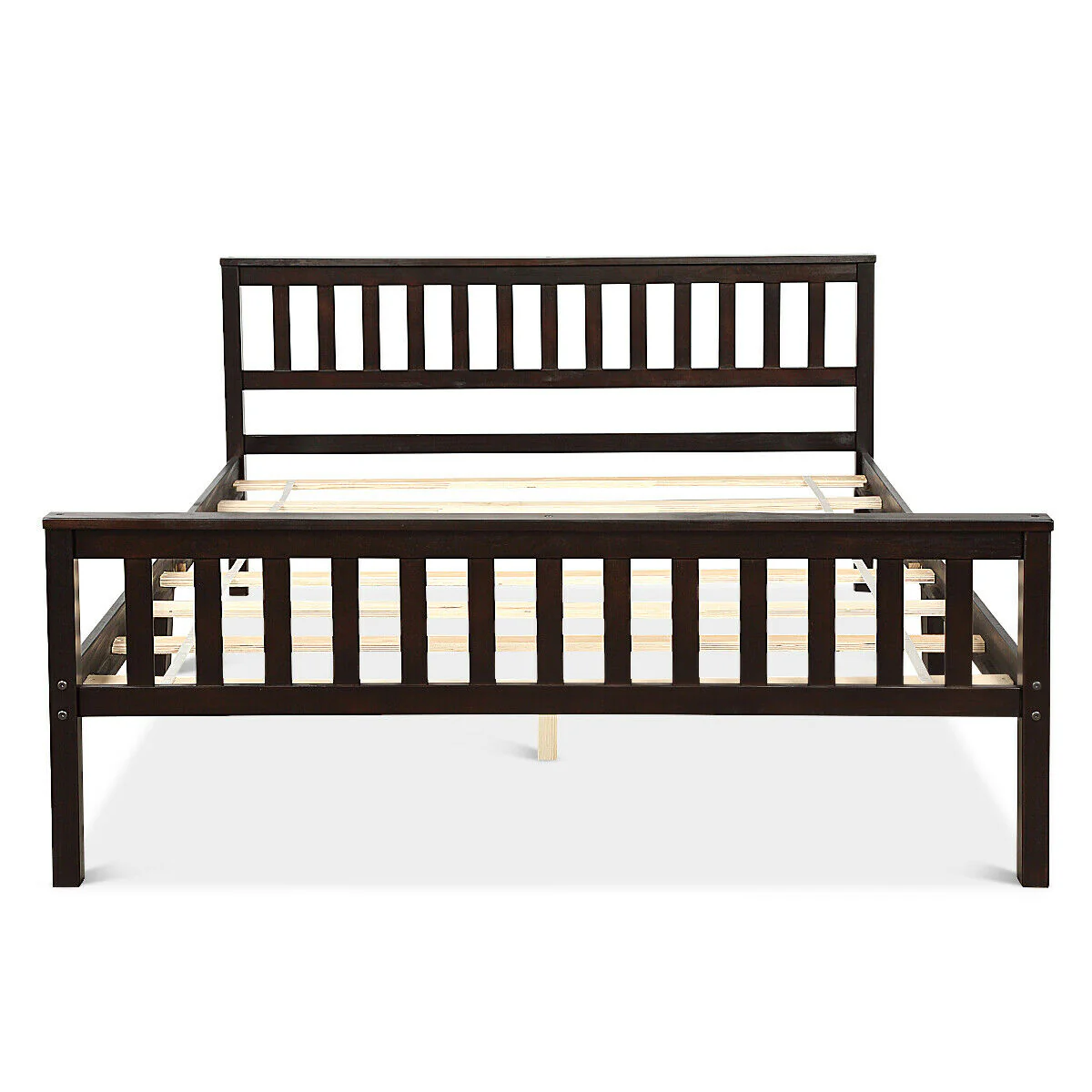 Wood Bed Frame With Headboard And Footboard, Black - Image 7