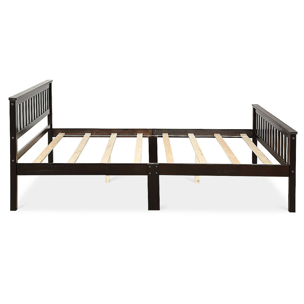 Wood Bed Frame With Headboard And Footboard, Black - Image 8